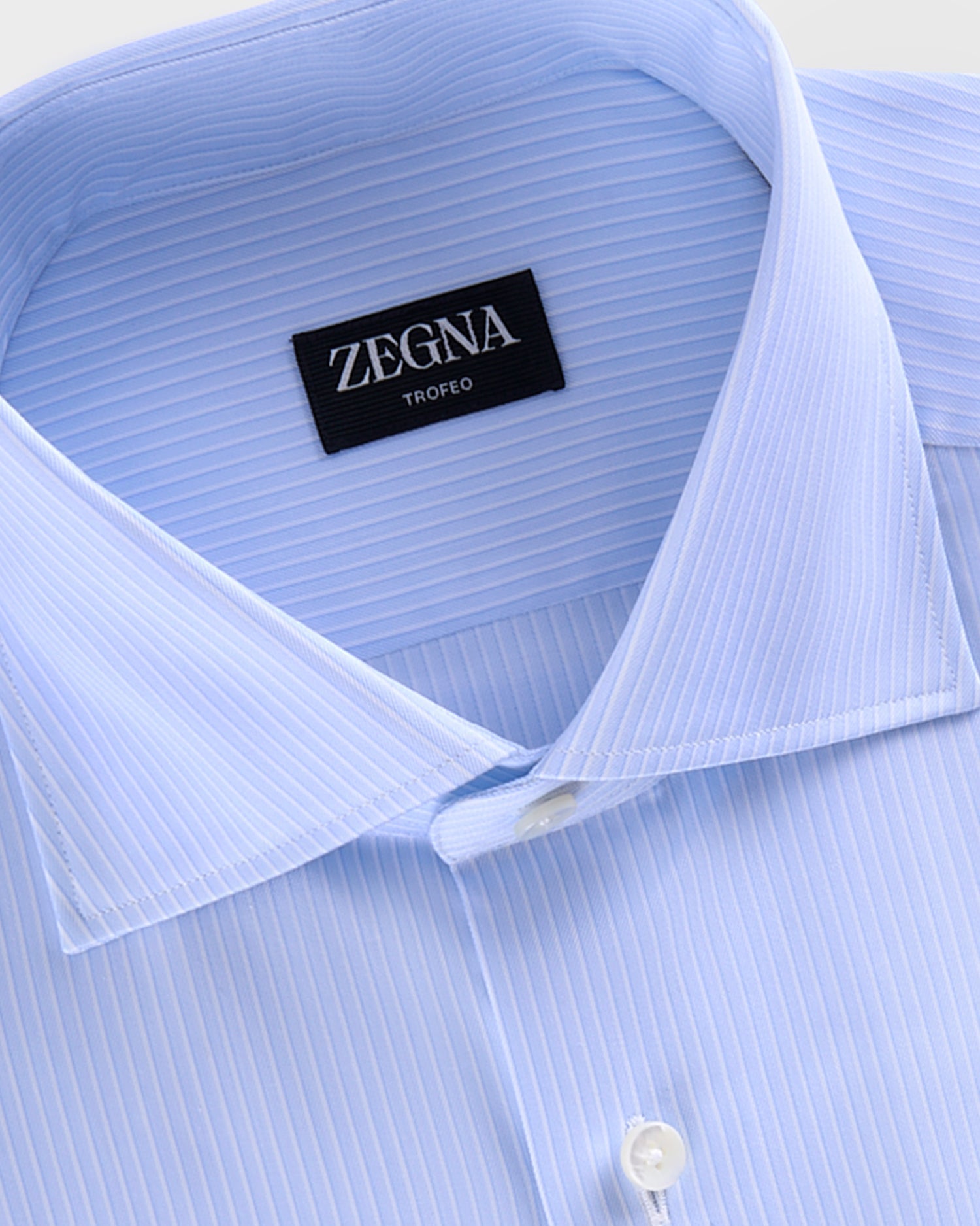 Pale Blue With White Stripe Trofeo Cotton Shirt
