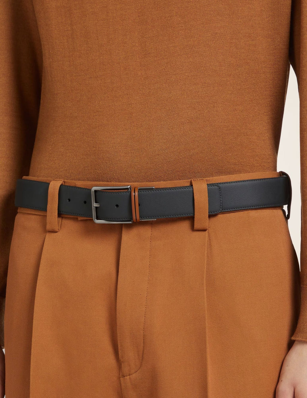 Reversible Leather Belt | Black and Dark Foliage