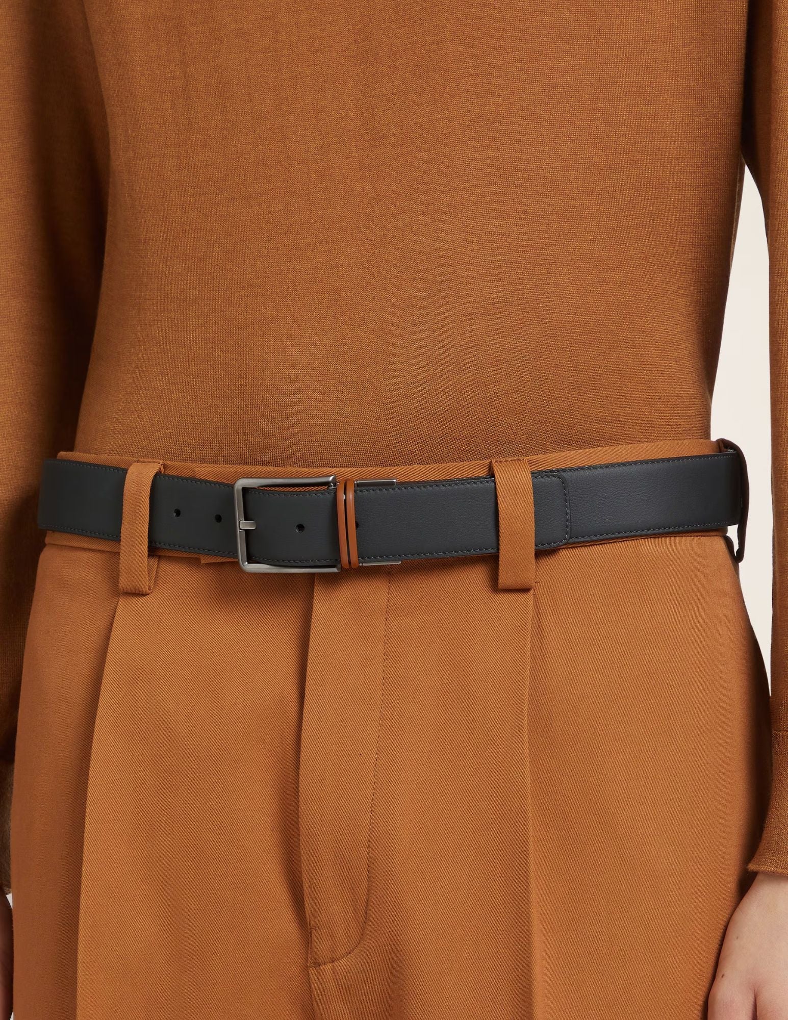 Reversible Leather Belt | Black and Dark Foliage