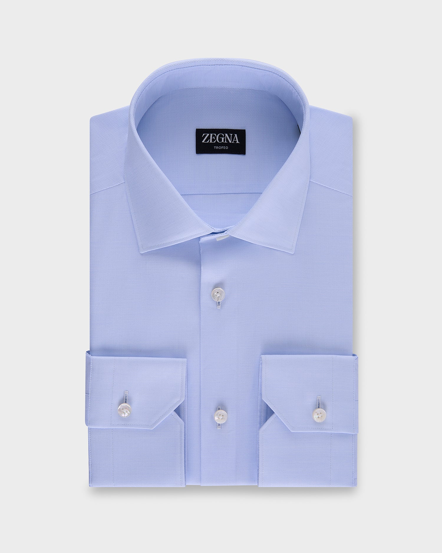 Light Blue Microtexture Trofeo Cotton Shirt