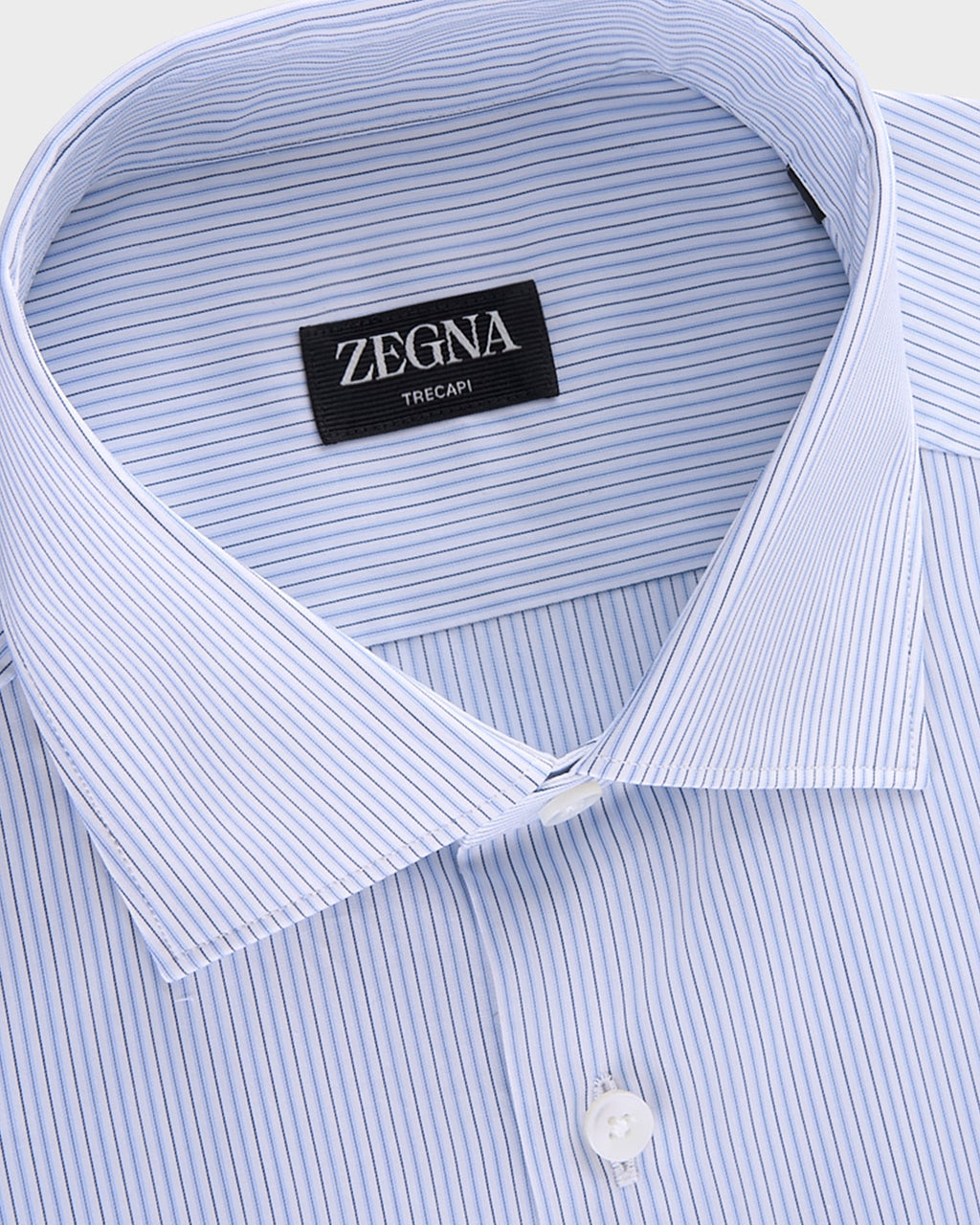 Blue And Green Pinstripe Trecapi Cotton Shirt