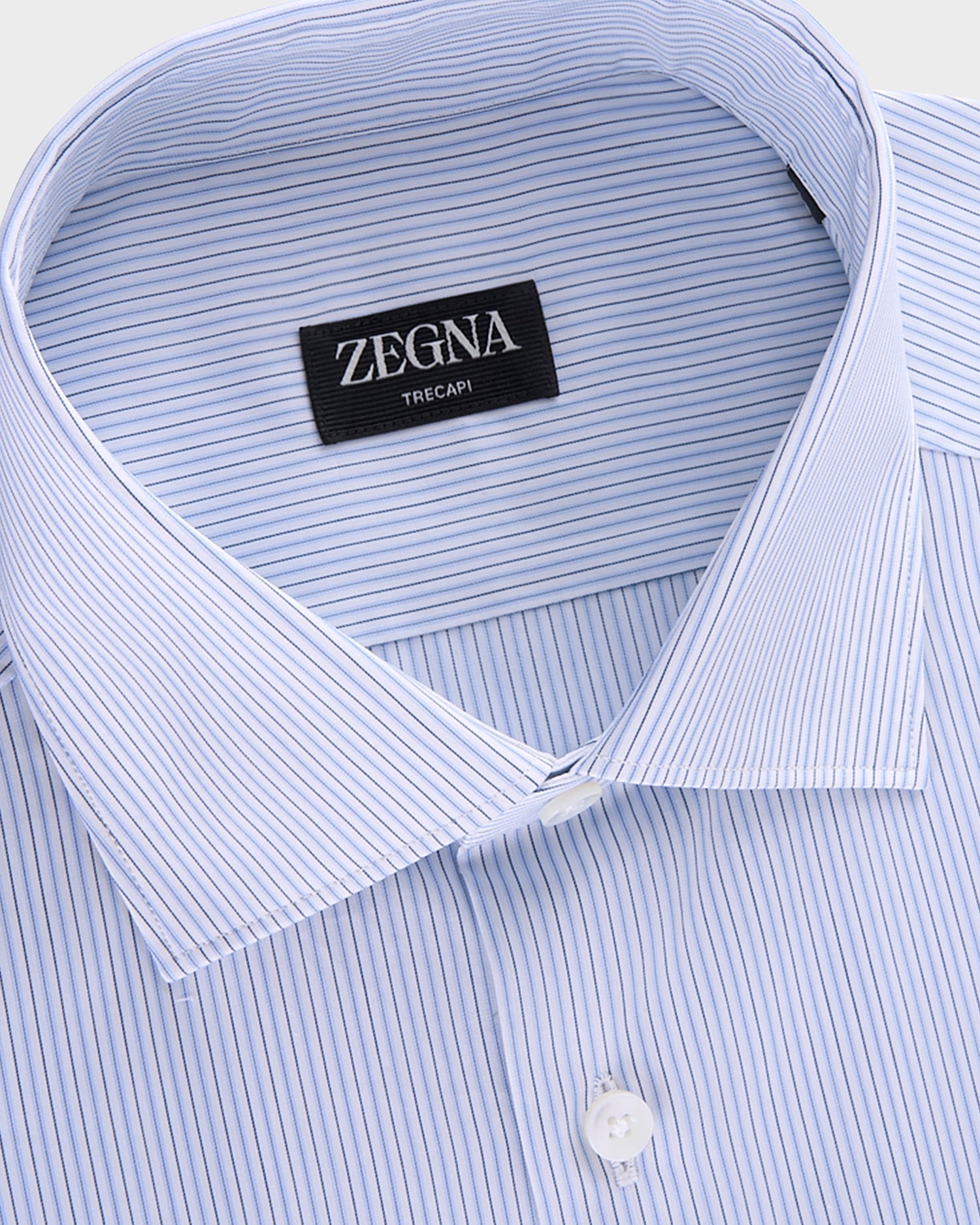 Blue And Green Pinstripe Trecapi Cotton Shirt