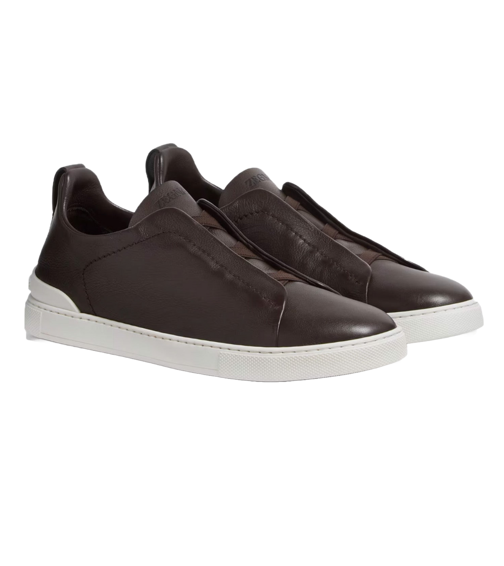 ZEGNA Triple Stitch Low-Top Sneaker Dark Brown