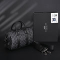 Coach Signature Duffel Bag – Black Monogram Canvas with Leather Trim