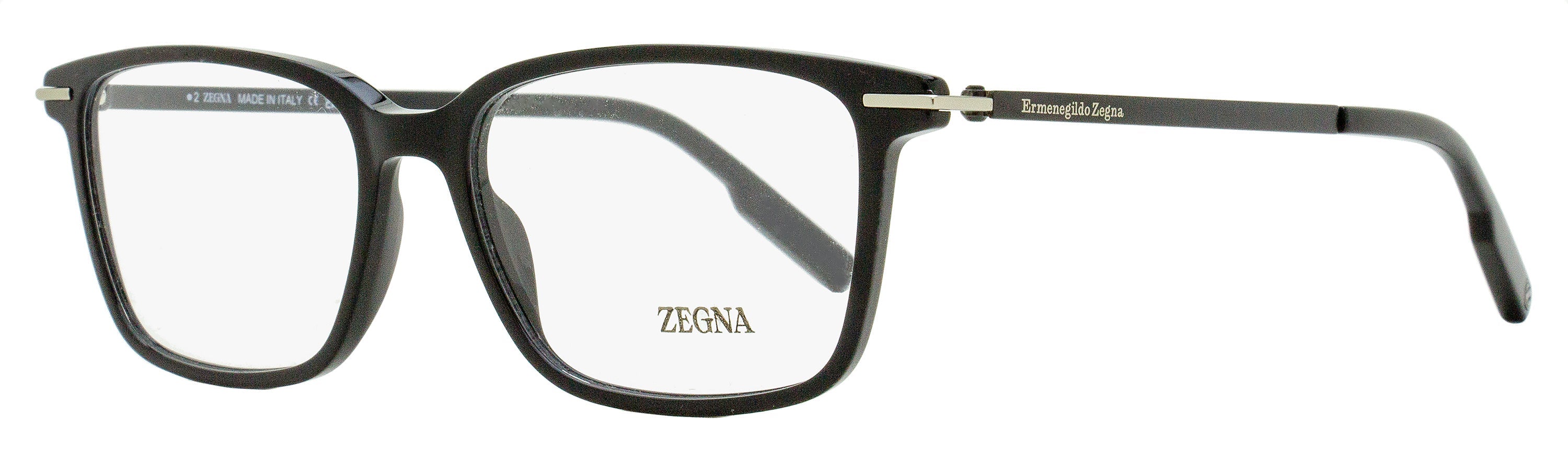 Zegna EZ5246 Acetate Rectangle Eyeglasses — Black