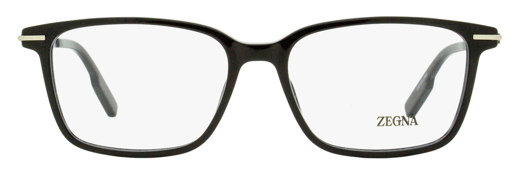 Zegna EZ5246 Acetate Rectangle Eyeglasses — Black