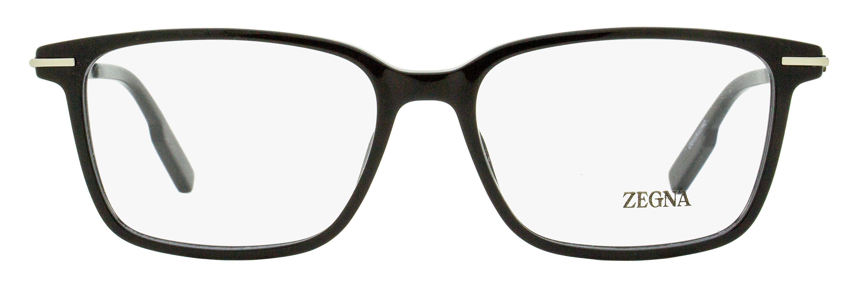 Zegna EZ5246 Acetate Rectangle Eyeglasses — Black