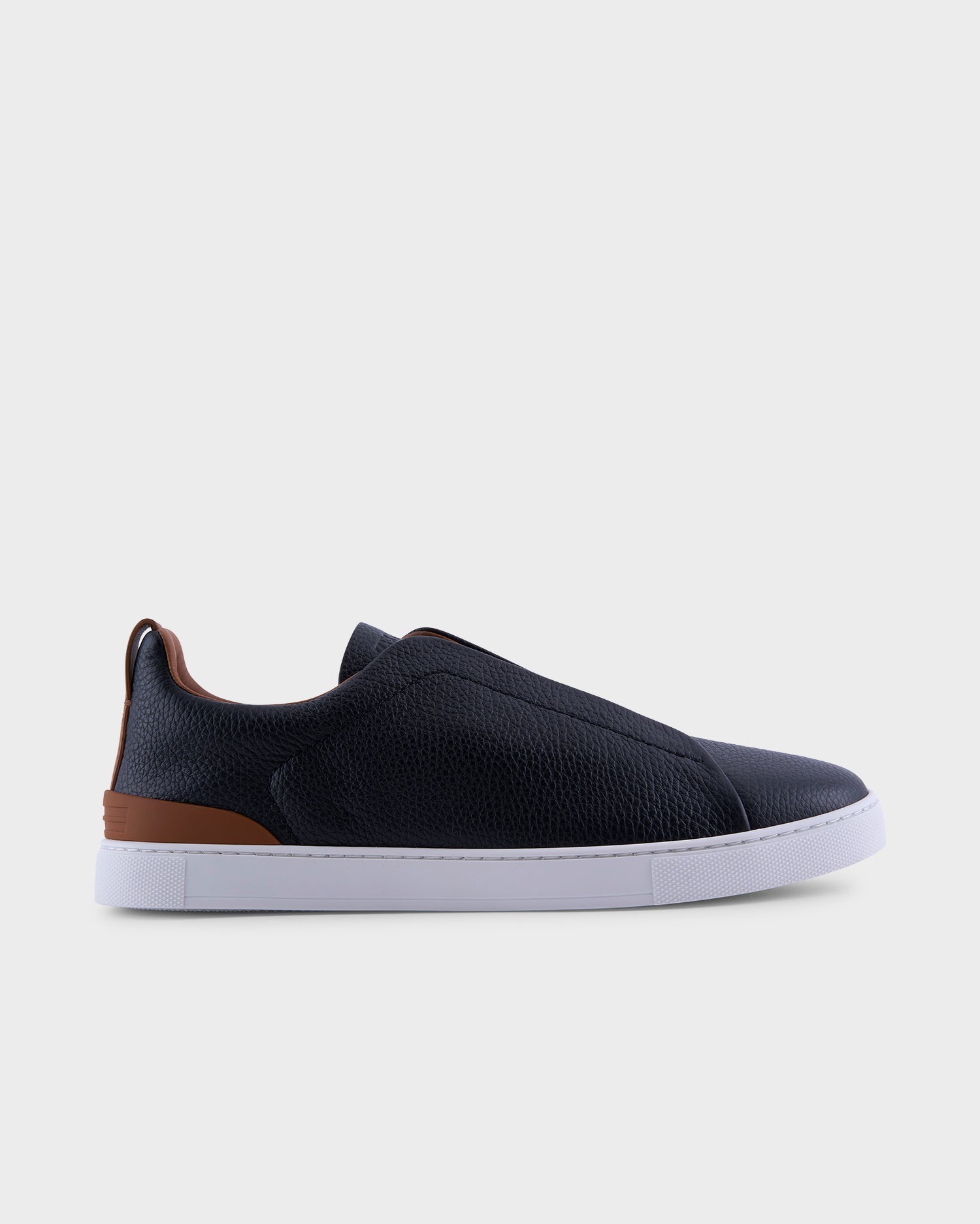 Black and Tan Deerskin Triple Stitch Sneakers