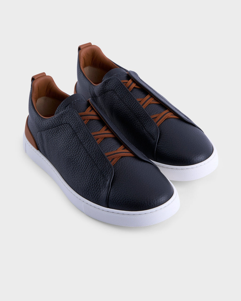 Black and Tan Deerskin Triple Stitch Sneakers