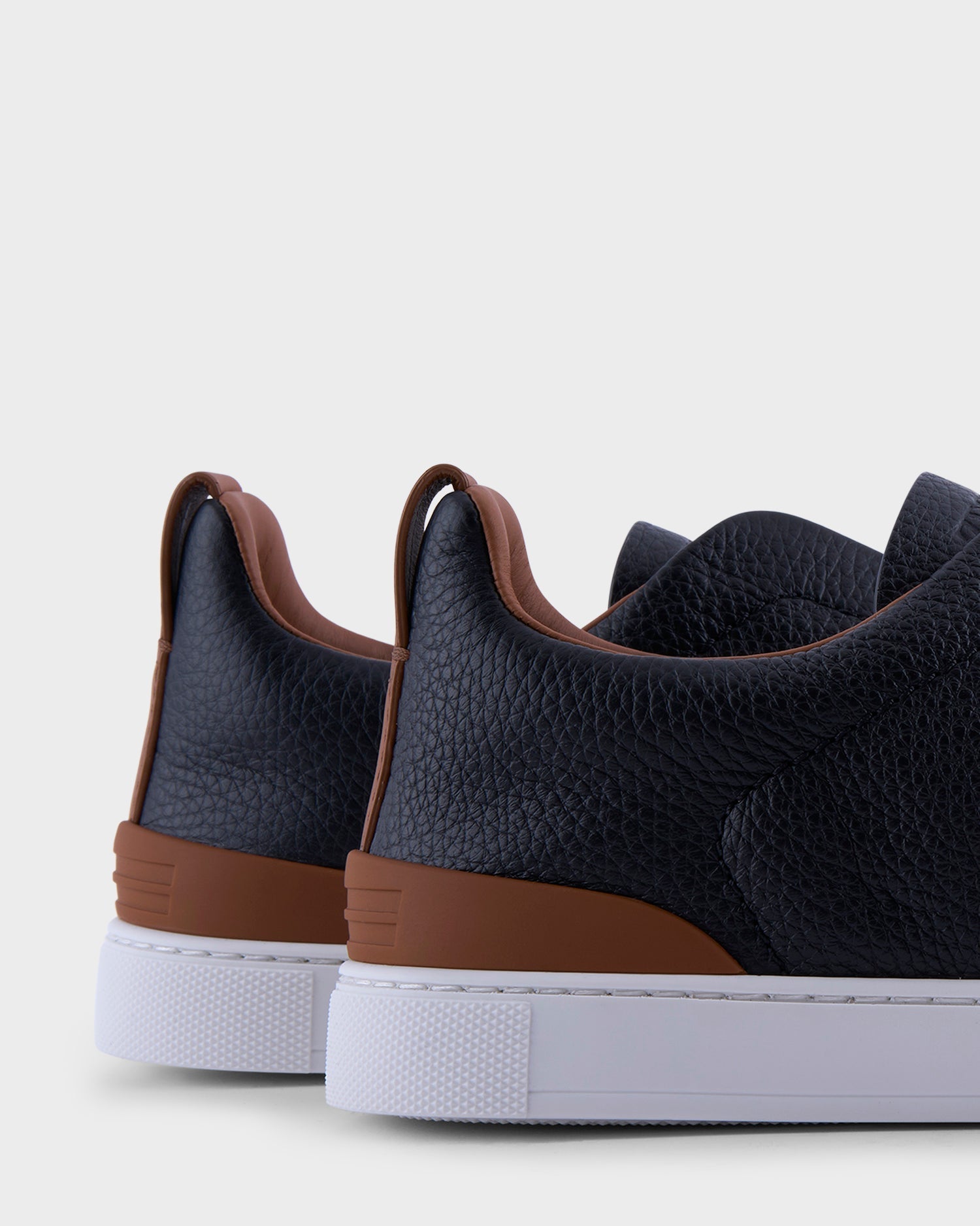 Black and Tan Deerskin Triple Stitch Sneakers
