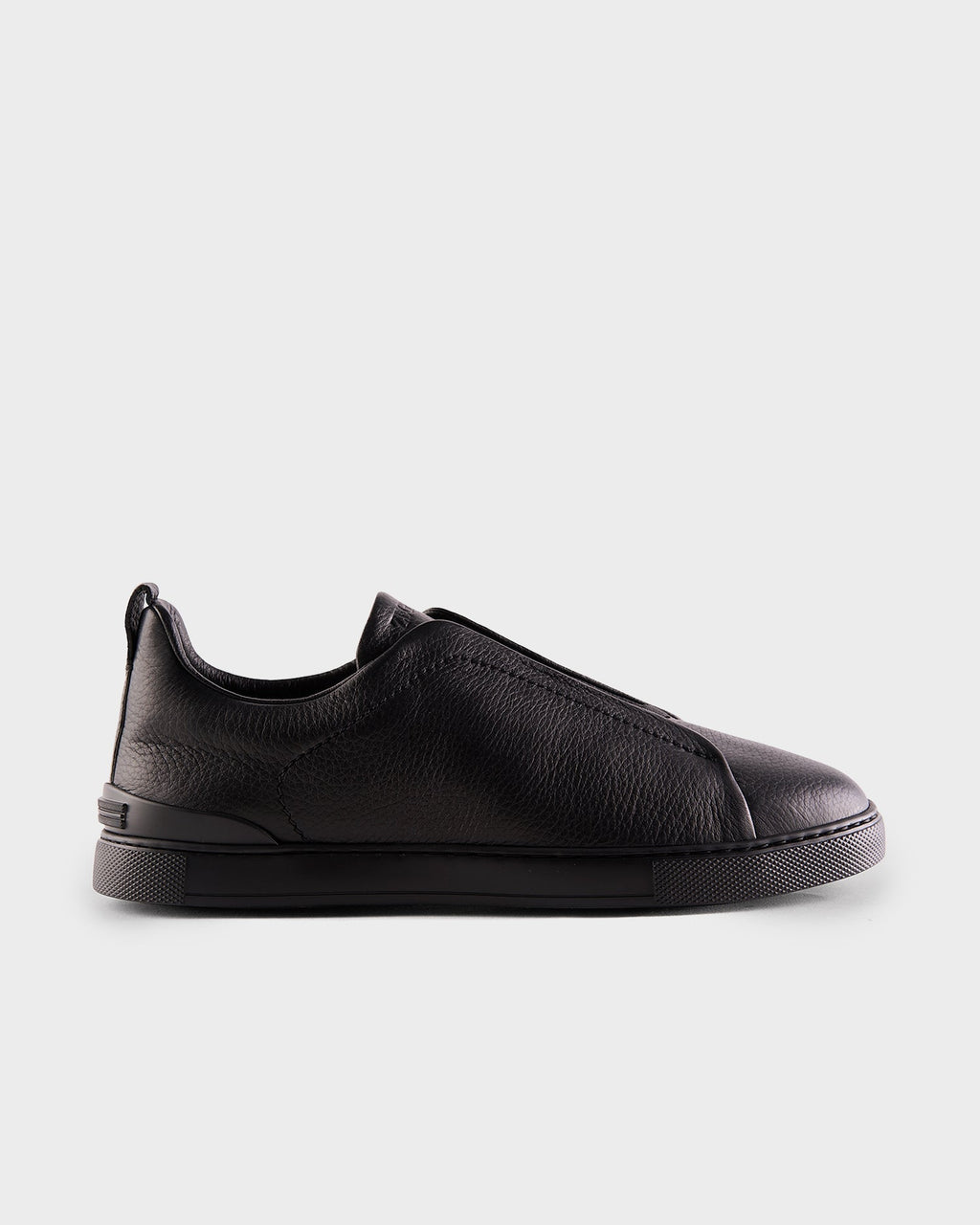 Black Deerskin Triple Stitch Sneakers