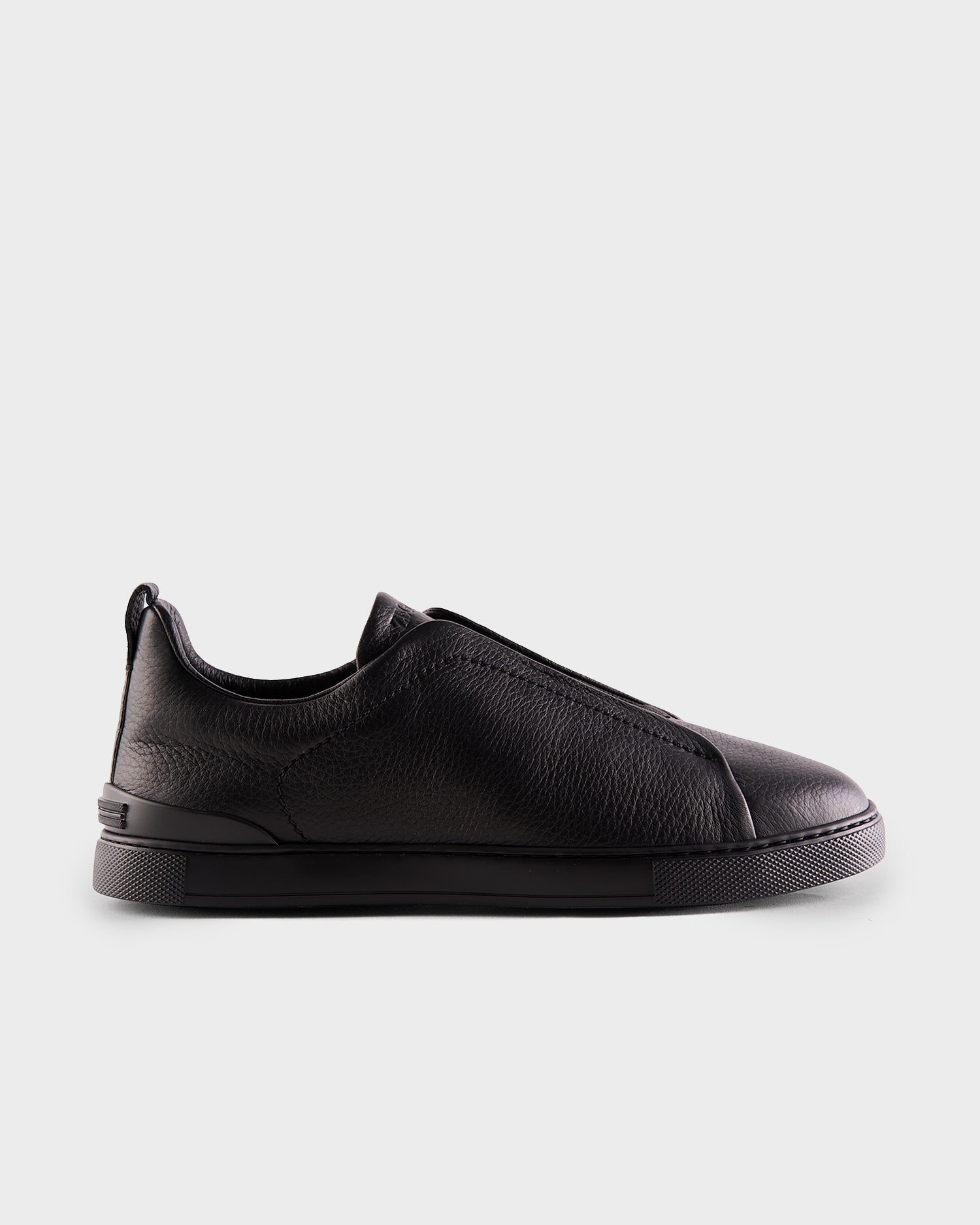 Black Deerskin Triple Stitch Sneakers