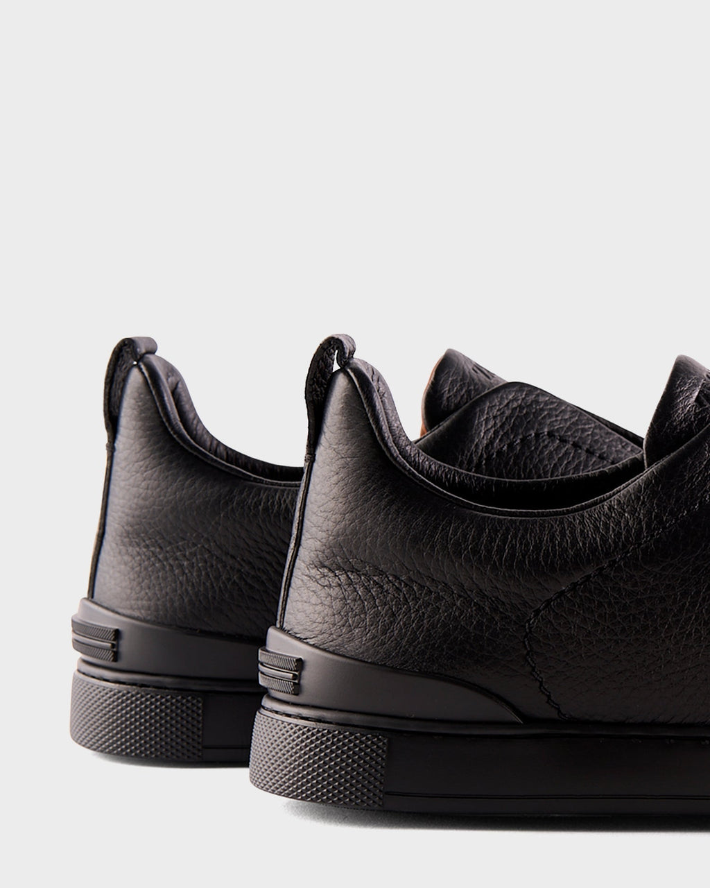 Black Deerskin Triple Stitch Sneakers