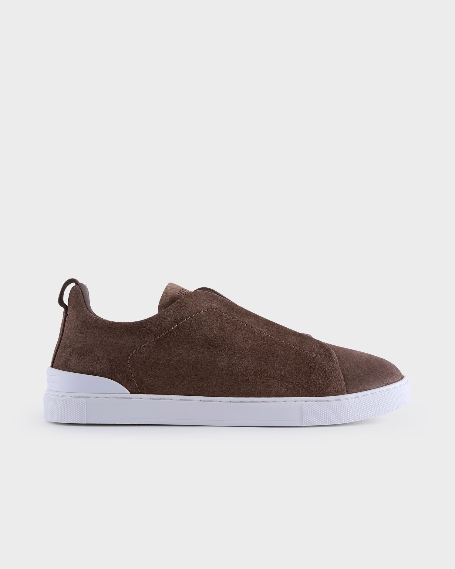Dark Beige Suede Triple Stitch Sneakers