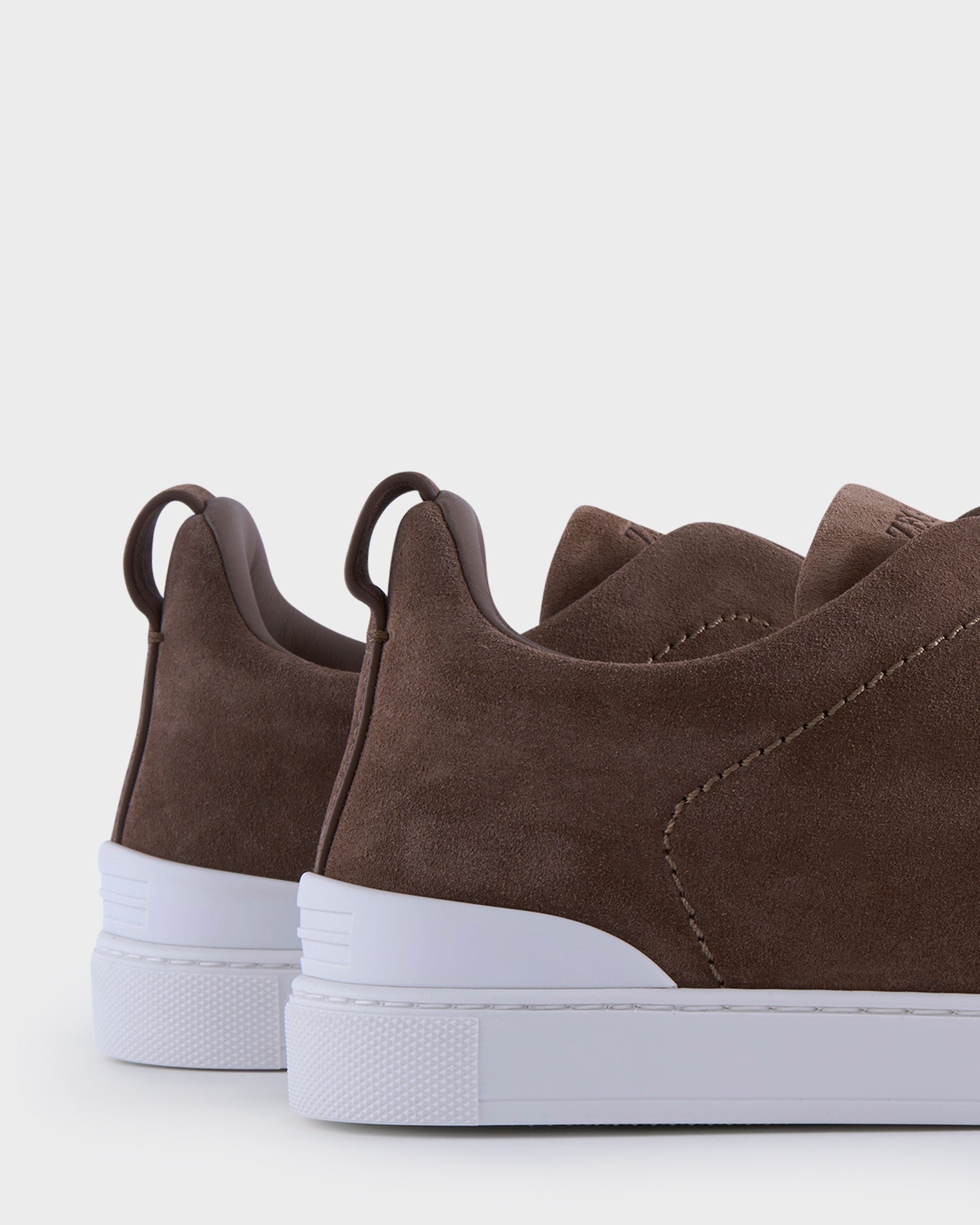 Dark Beige Suede Triple Stitch Sneakers