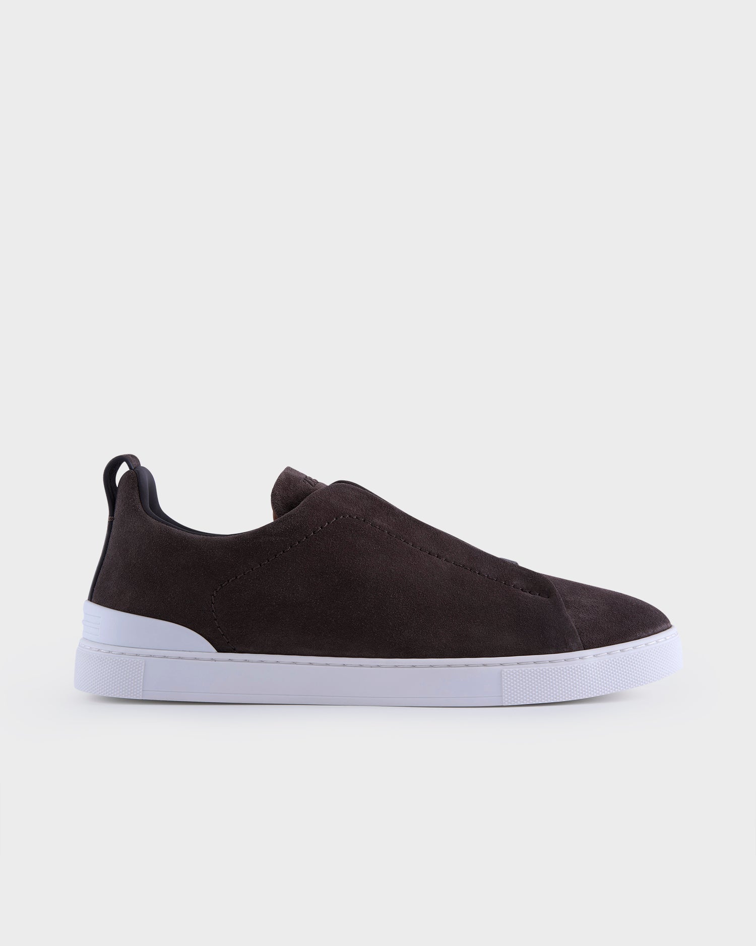 Brown Suede Triple Stitch Sneakers