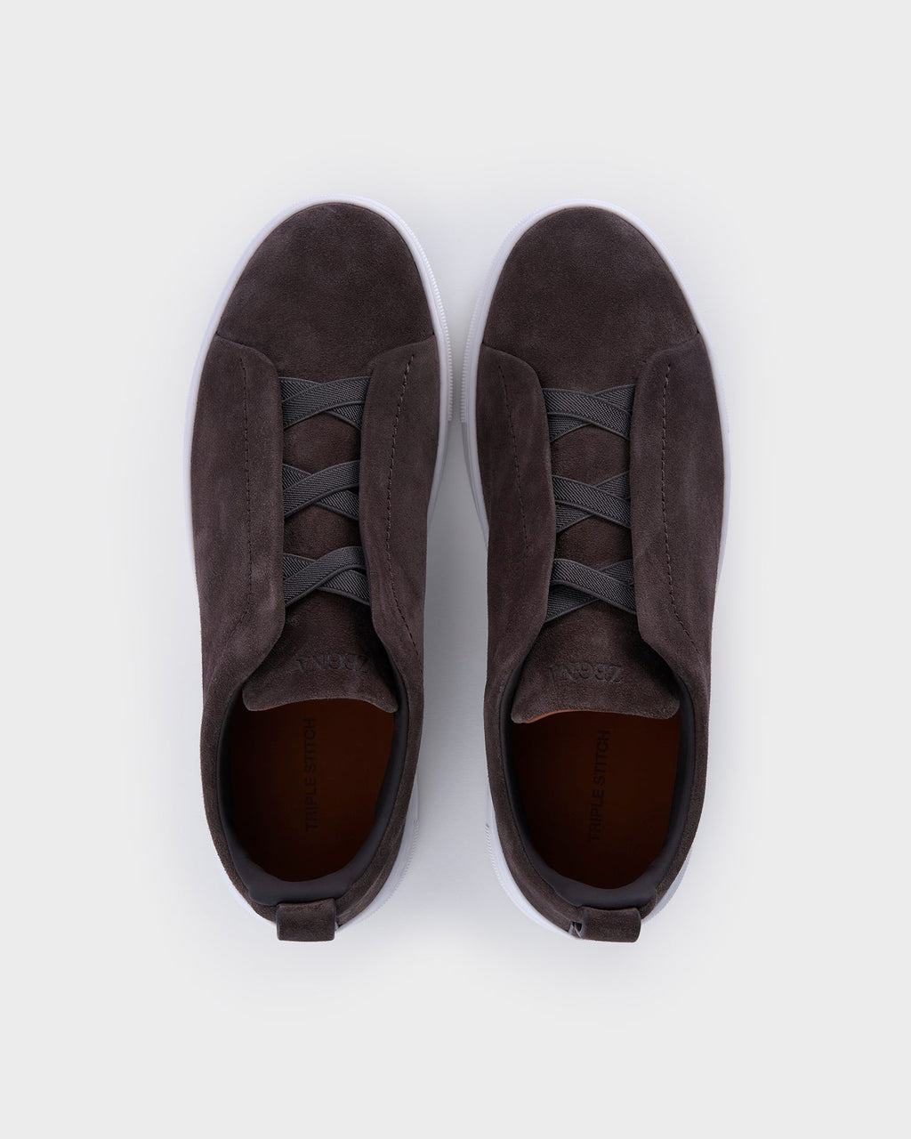 Brown Suede Triple Stitch Sneakers