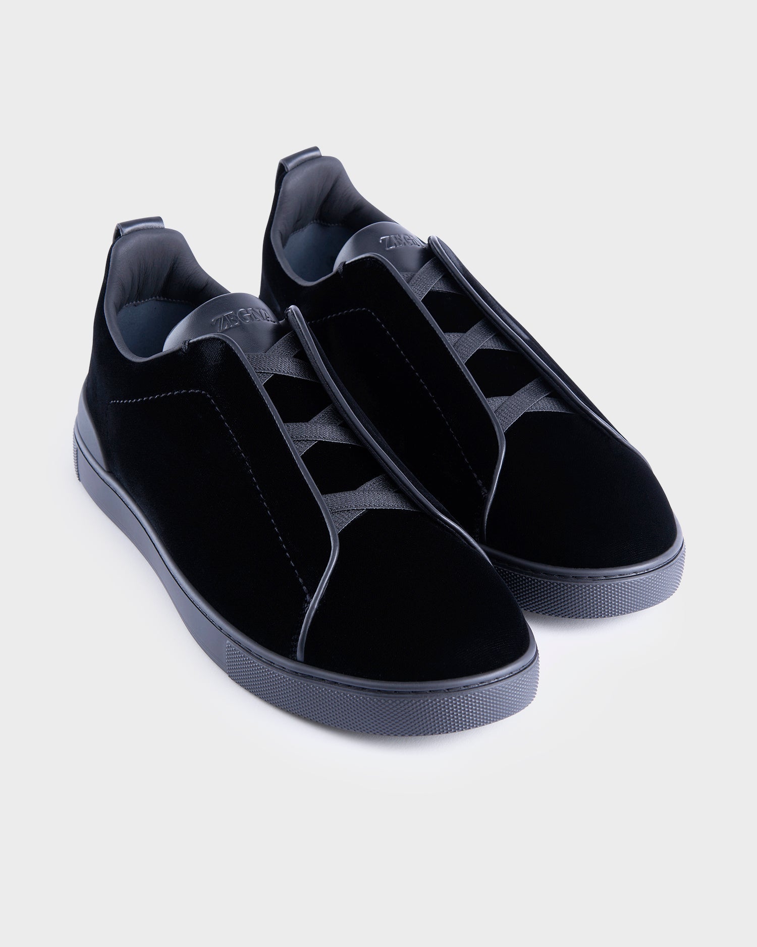 Black Velvet Triple Stitch Sneakers