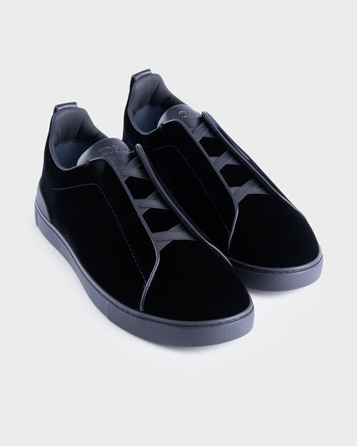 Black Velvet Triple Stitch Sneakers