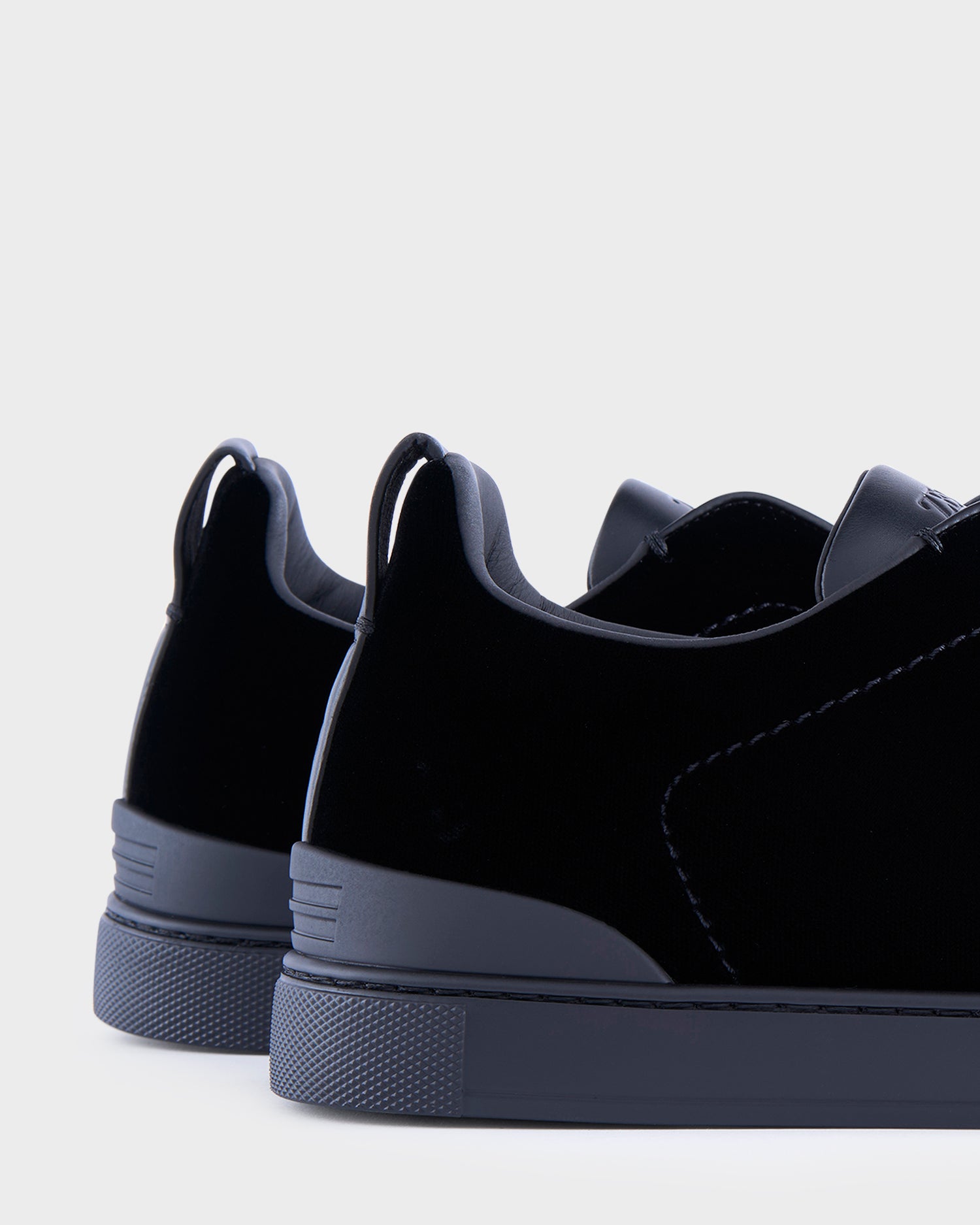 Black Velvet Triple Stitch Sneakers