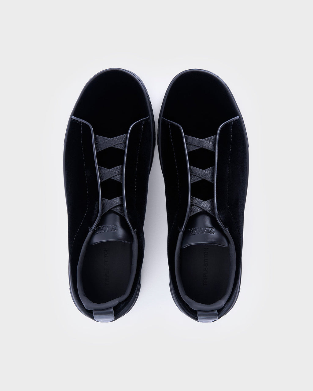 Black Velvet Triple Stitch Sneakers