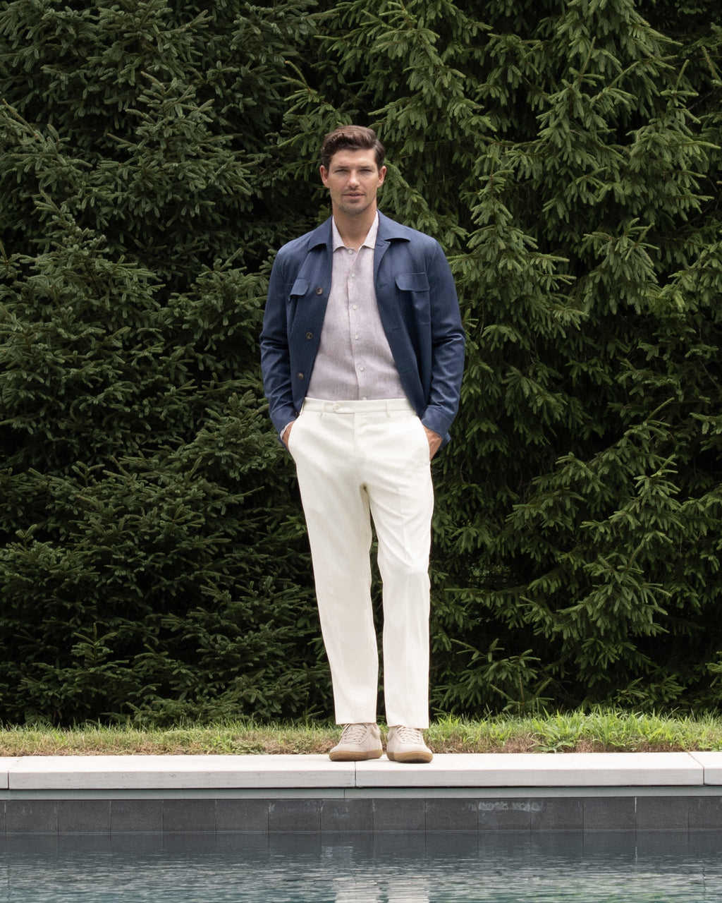 Devon Super 110s Serge Trouser - Cream