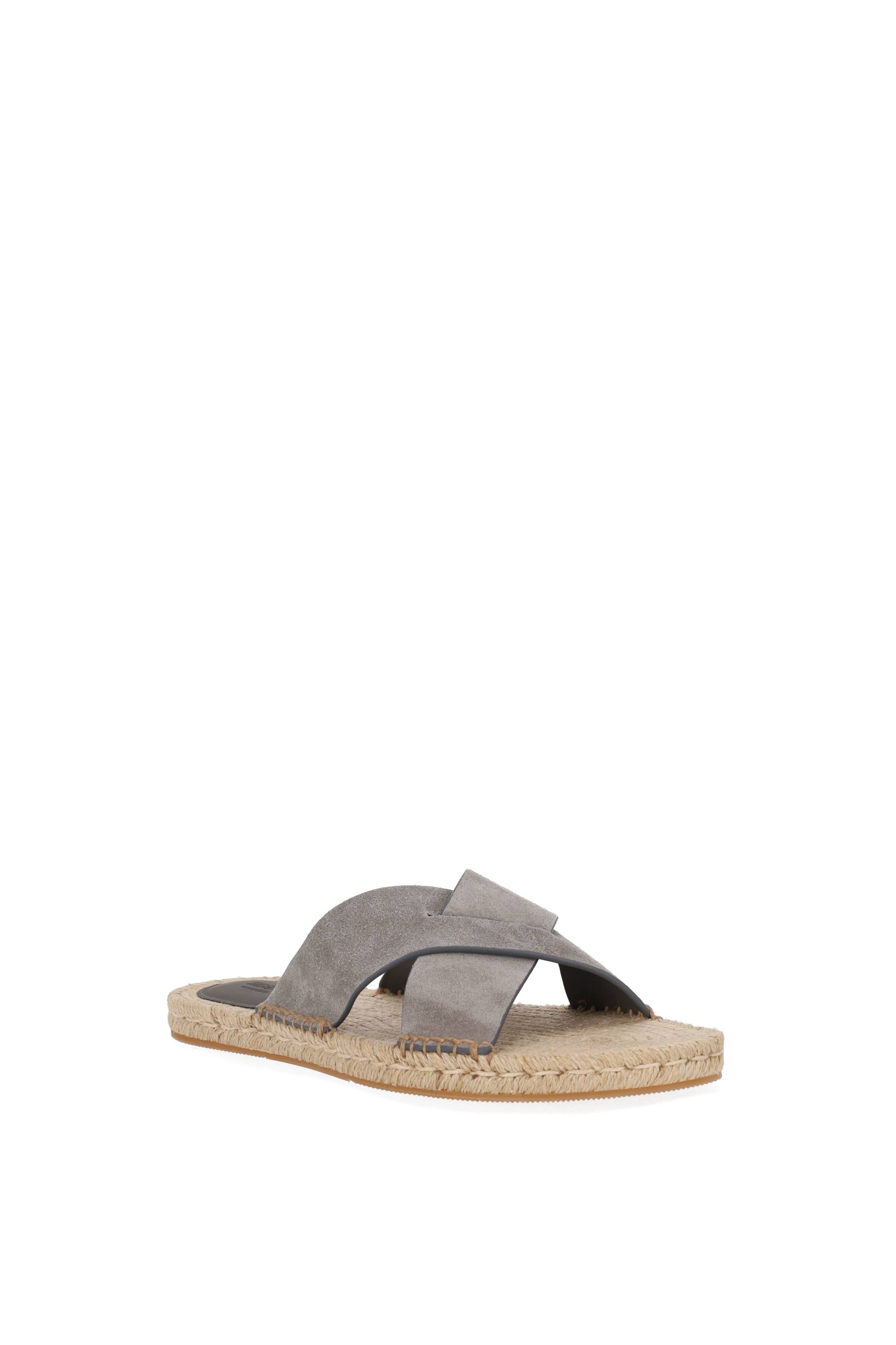 Sandalo in pelle scamosciata