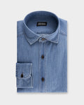 Blue Cotton Linen Denim Shirt