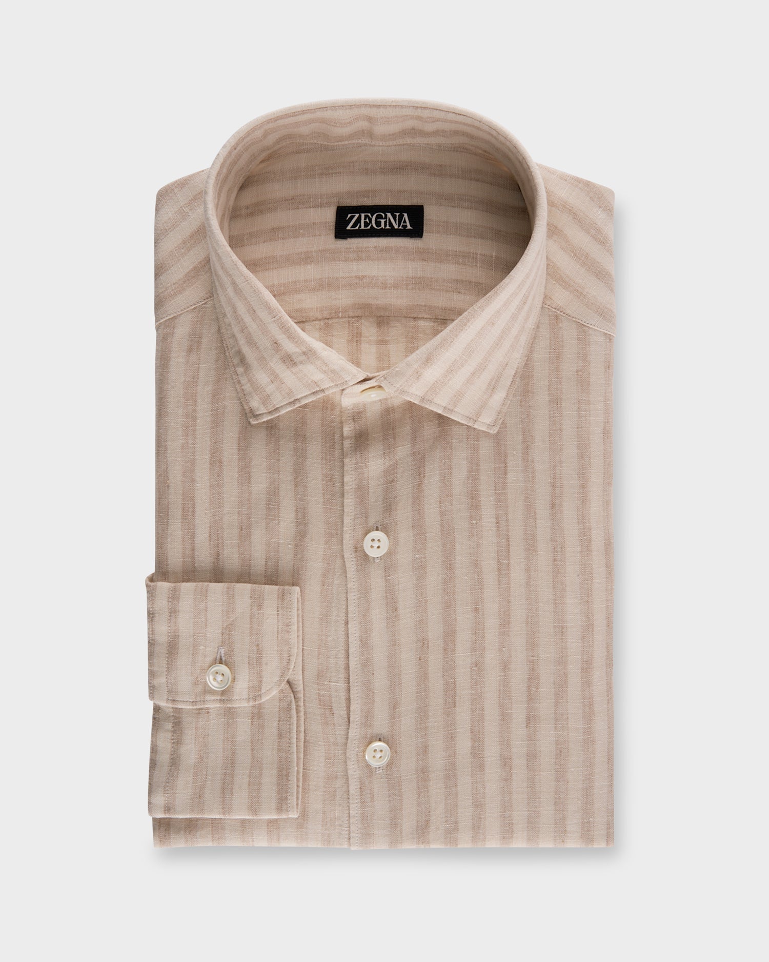 Beige Striped Linen Shirt