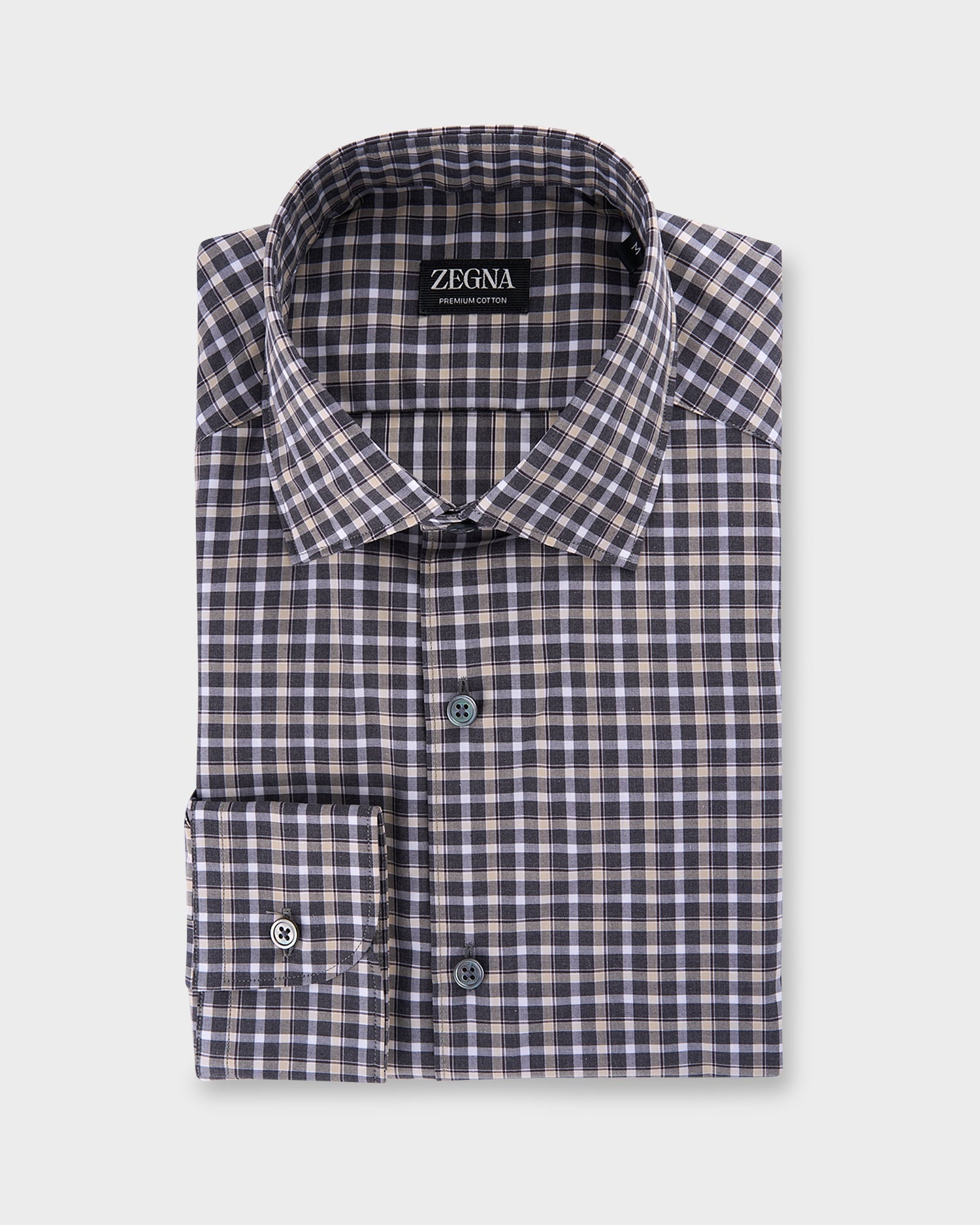 Black Beige And White Check Premium Cotton Shirt