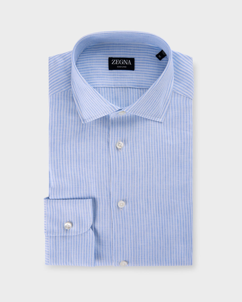 Light Blue Pinstripe Oasi Linen Shirt