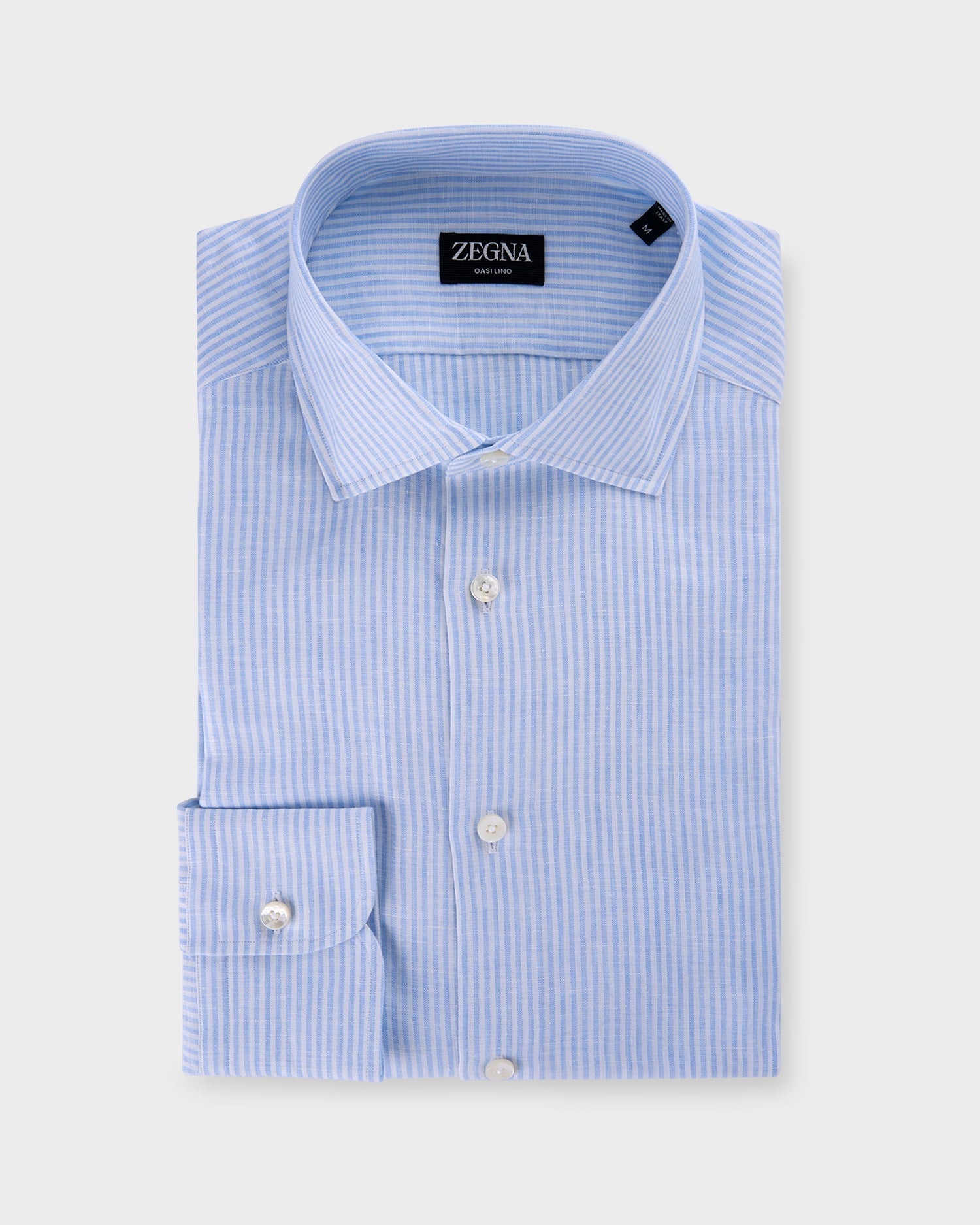 Light Blue Pinstripe Oasi Linen Shirt