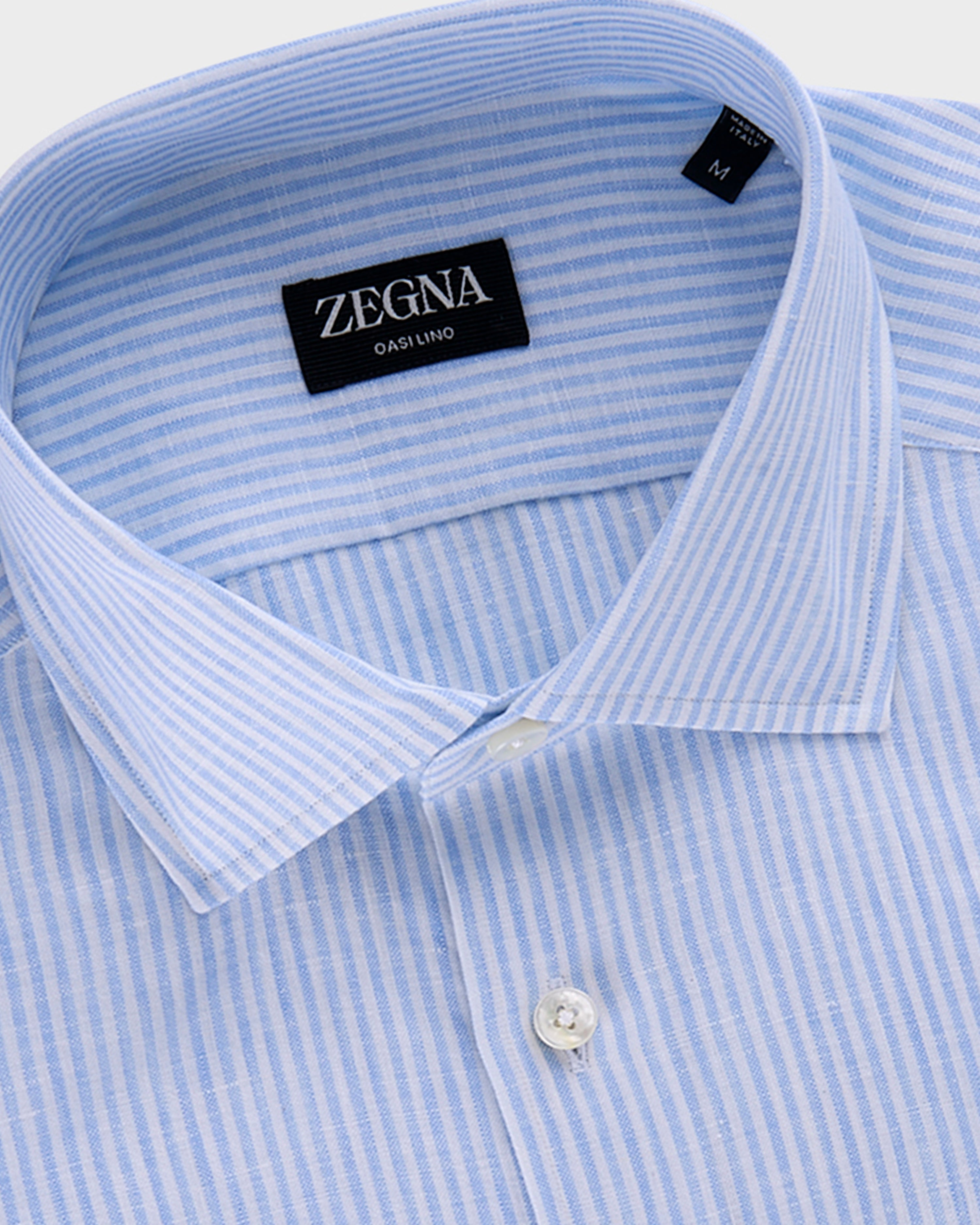 Light Blue Pinstripe Oasi Linen Shirt
