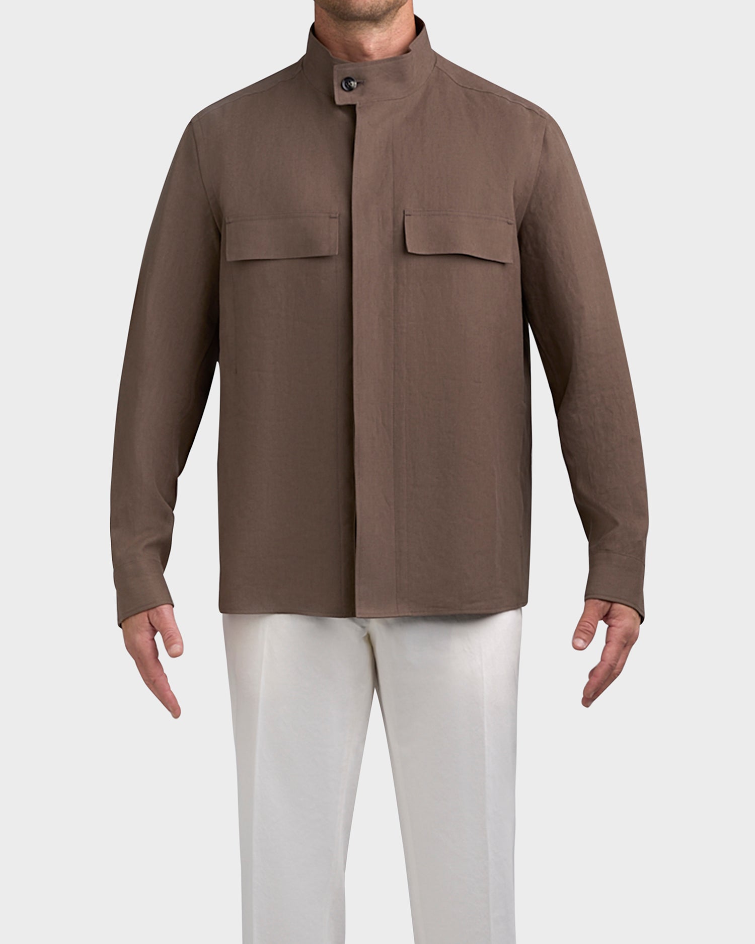Dark Fawn Oasi Linen Overshirt