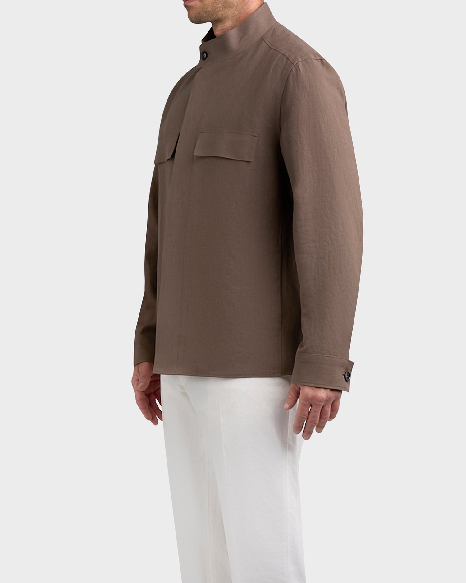 Dark Fawn Oasi Linen Overshirt