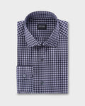 Charcoal and White Check Centoquaranta Cotton Twill Shirt