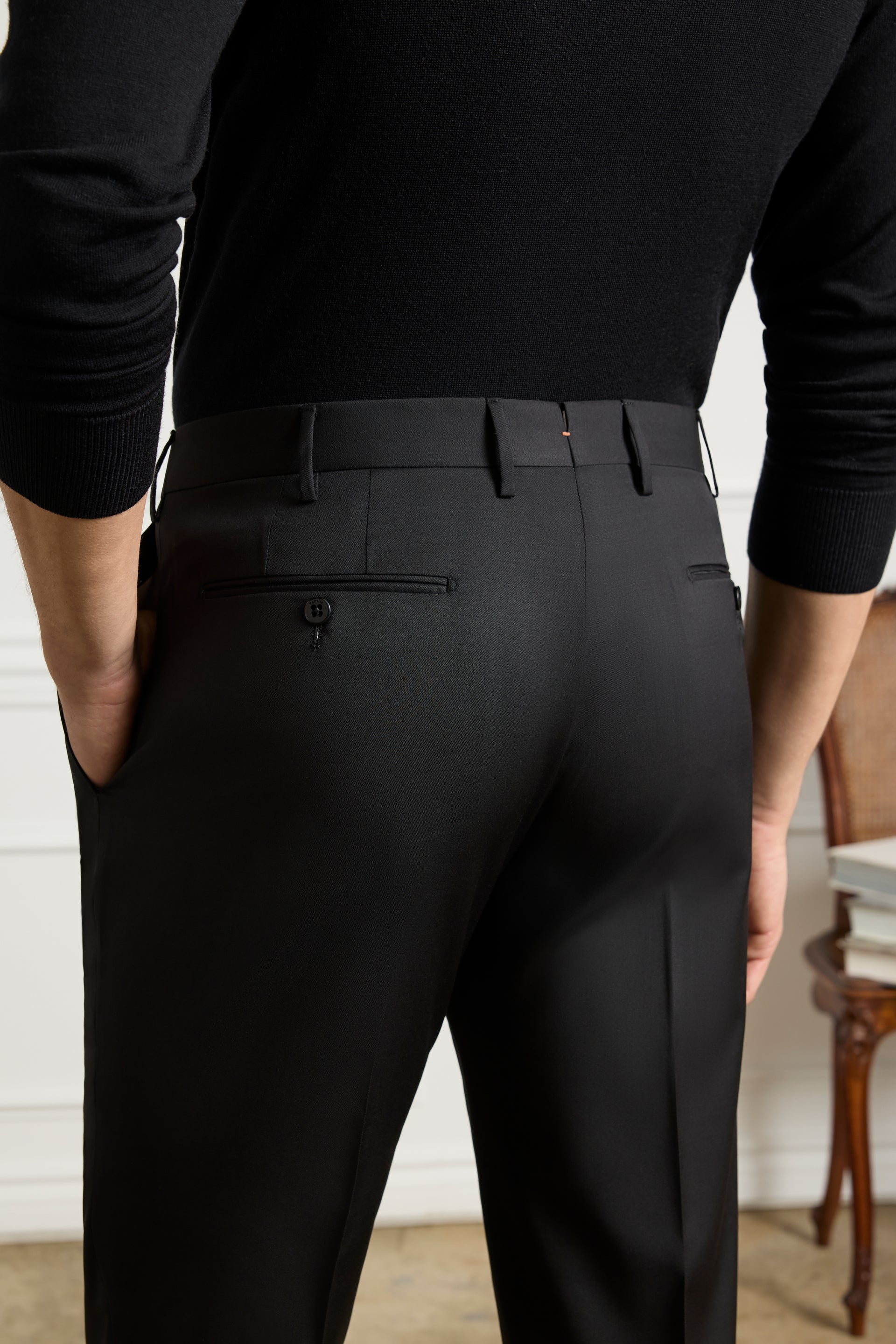 Parker Platinum Super 130s Gab Trouser - Black