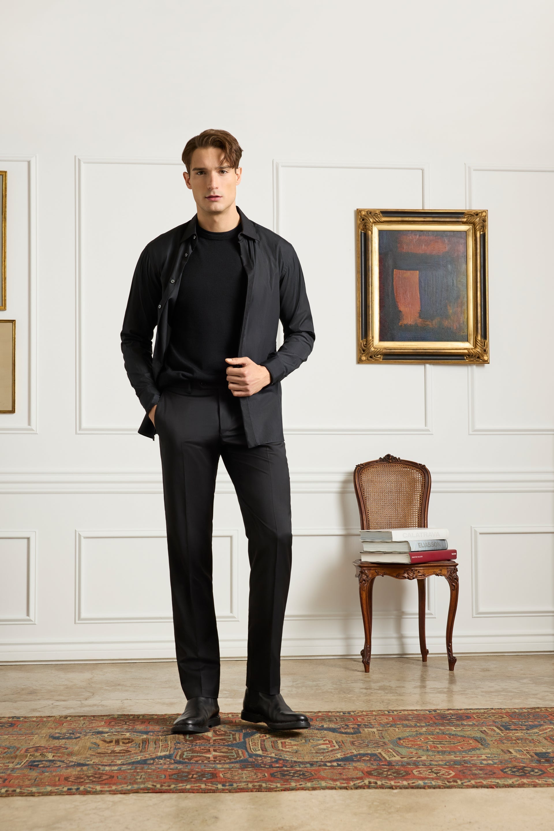 Parker Platinum Super 130s Gab Trouser - Black