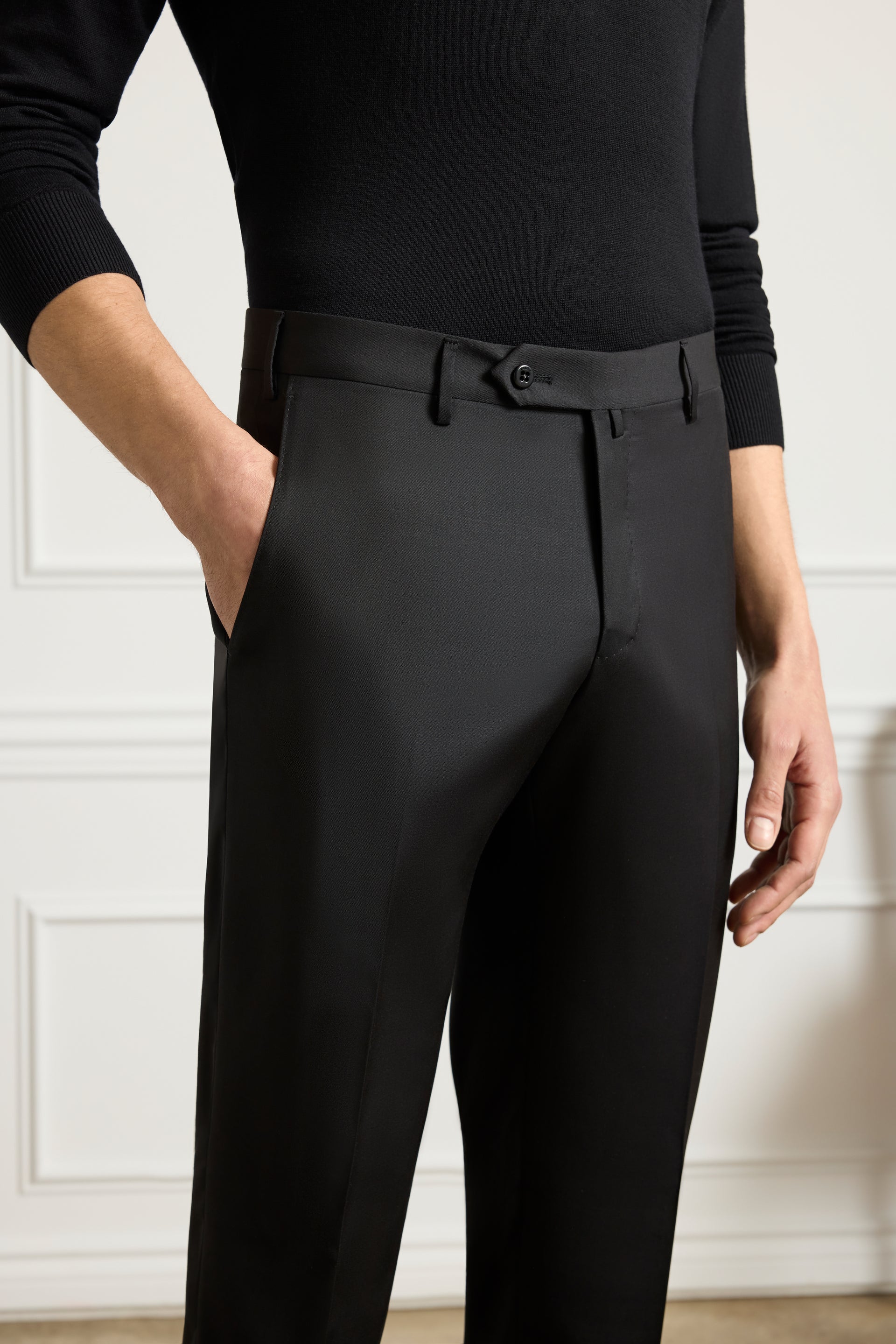Parker Platinum Super 130s Gab Trouser - Black