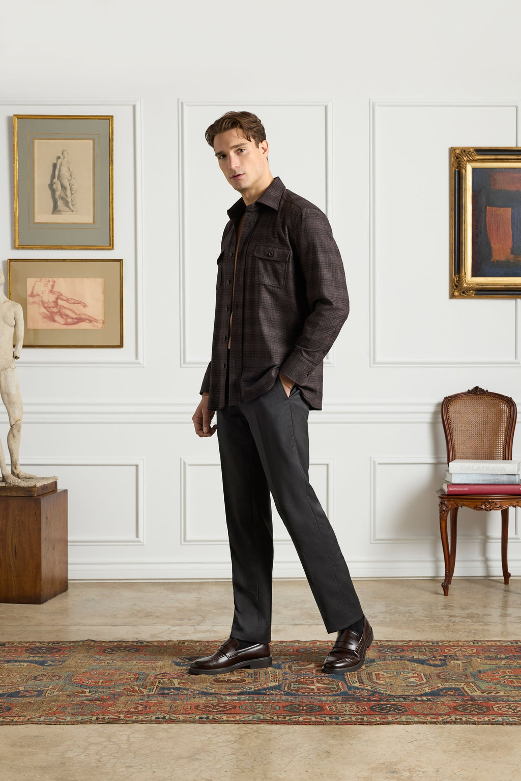 Parker Platinum Super 130s Gab Trouser - Medium Grey
