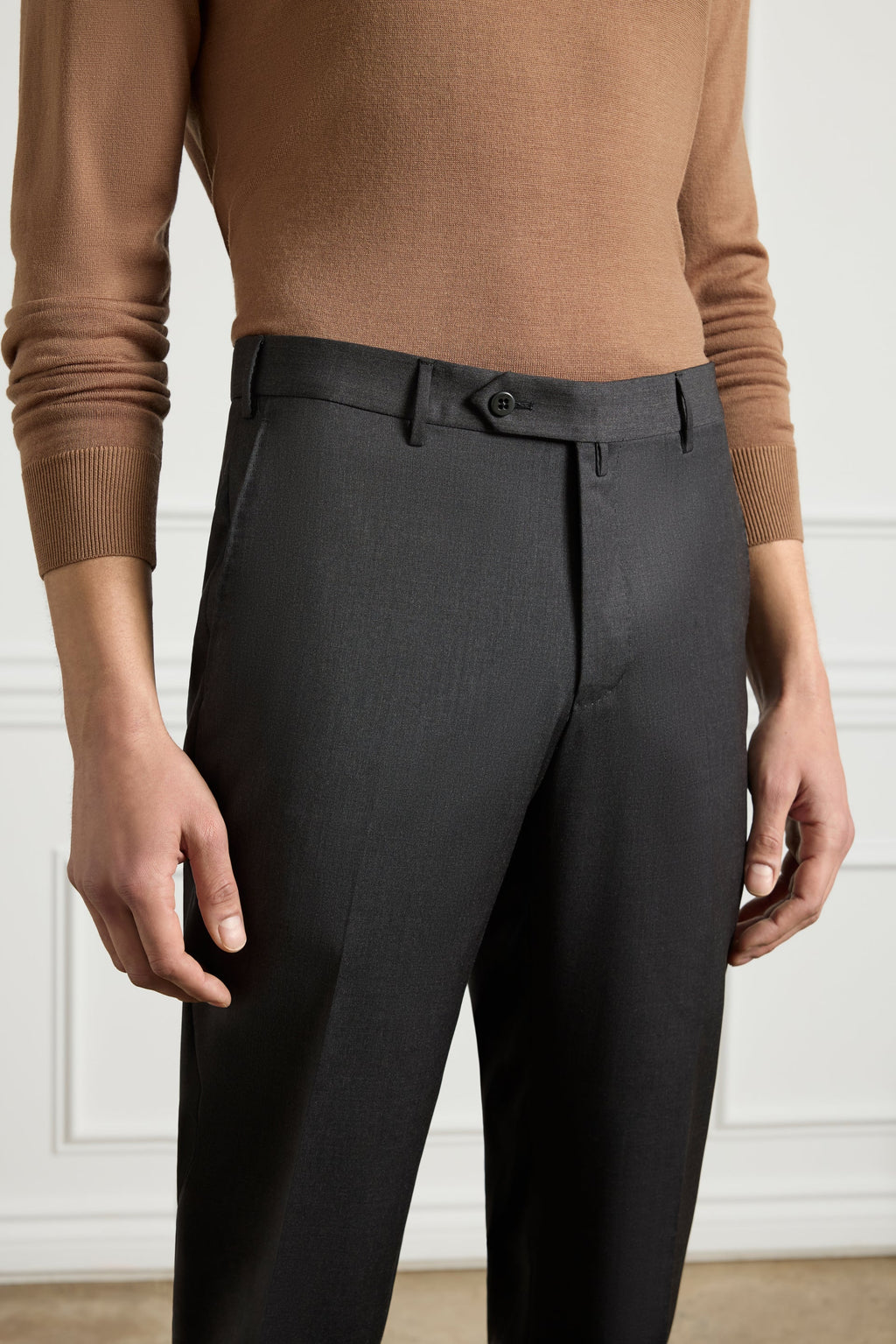 Parker Platinum Super 130s Gab Trouser - Medium Grey