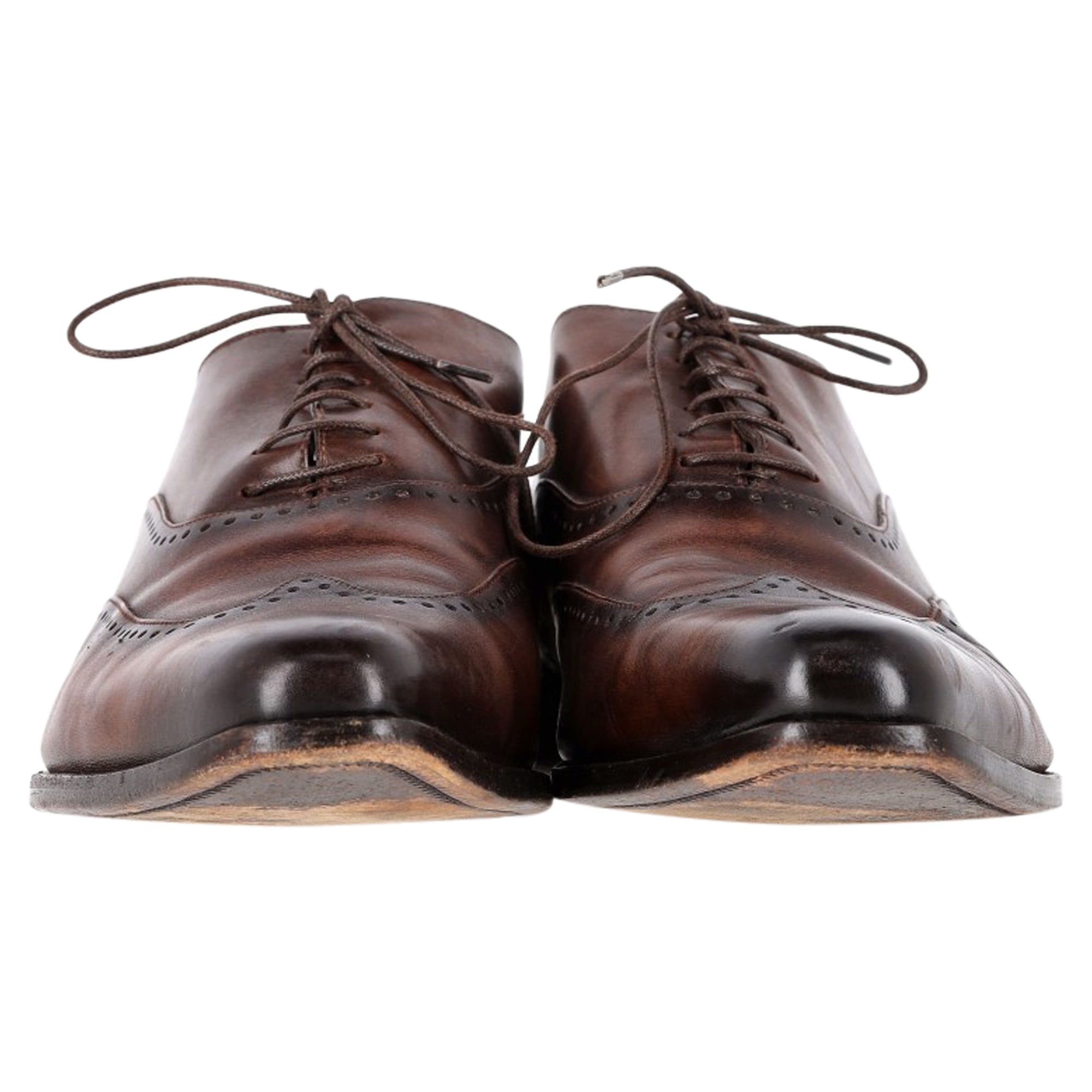 Ermenegildo Zegna Wingtip Oxford Shoes in Brown Leather
