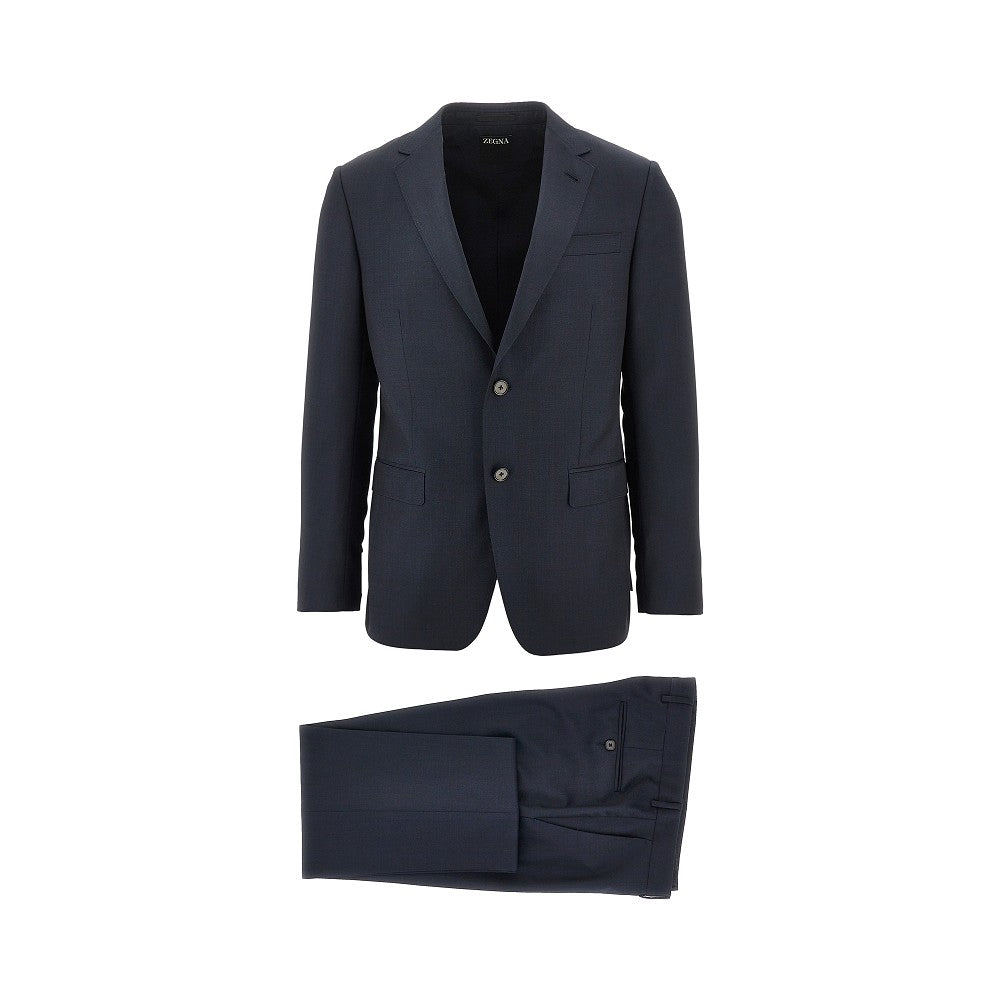 Zegna Wool Canvas Tailored Suit Blue Men