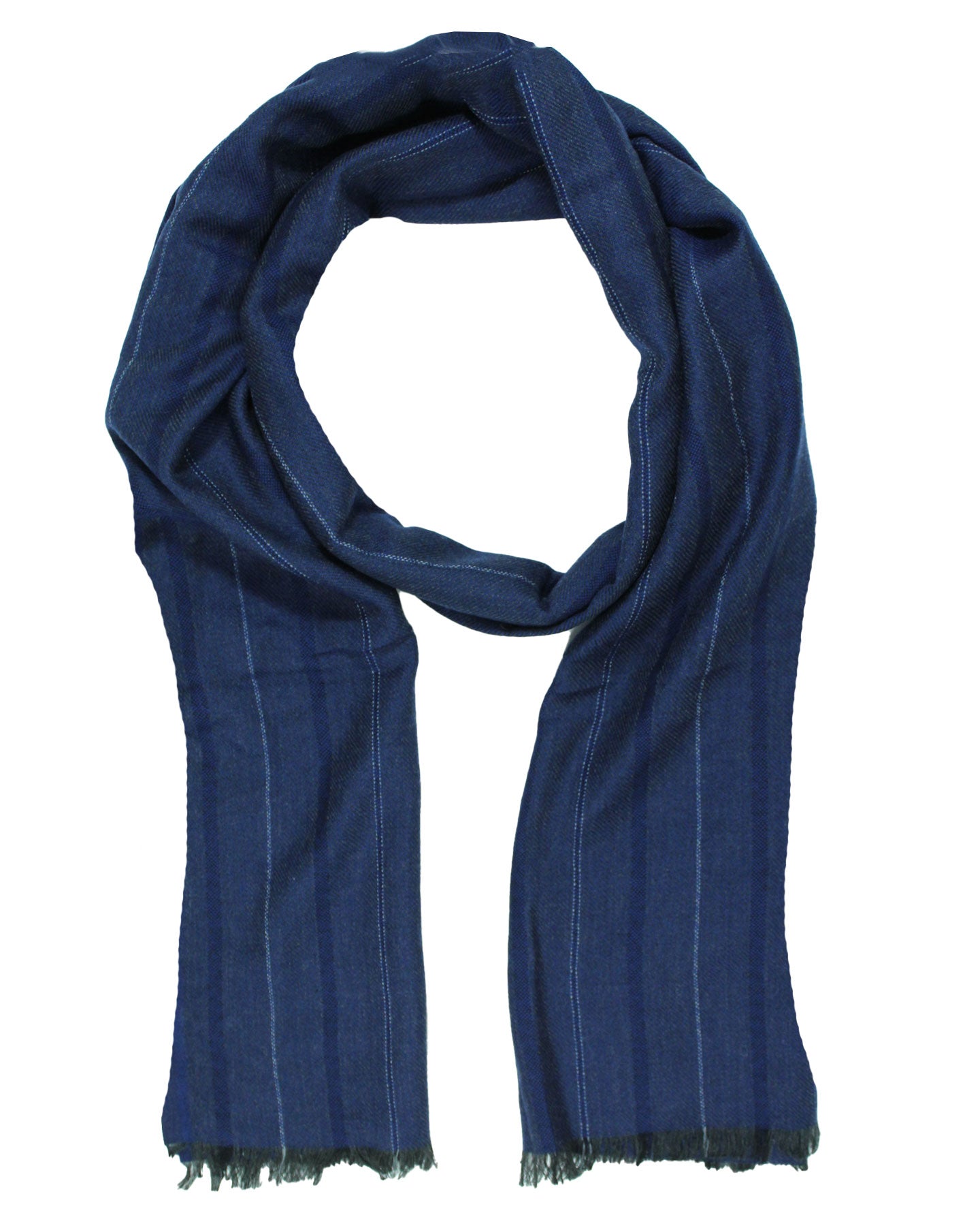 Agnona Scarf Dark Blue Stripe - Wool Cashmere Shawl SALE