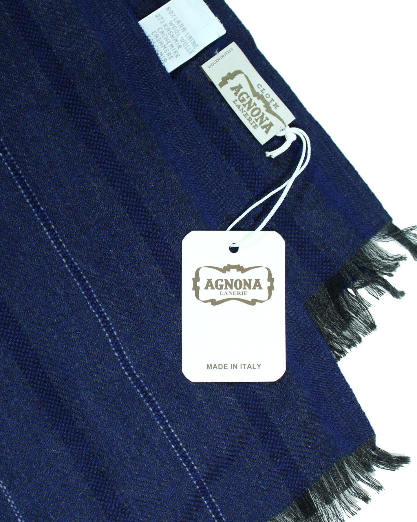 Agnona Scarf Dark Blue Stripe - Wool Cashmere Shawl SALE