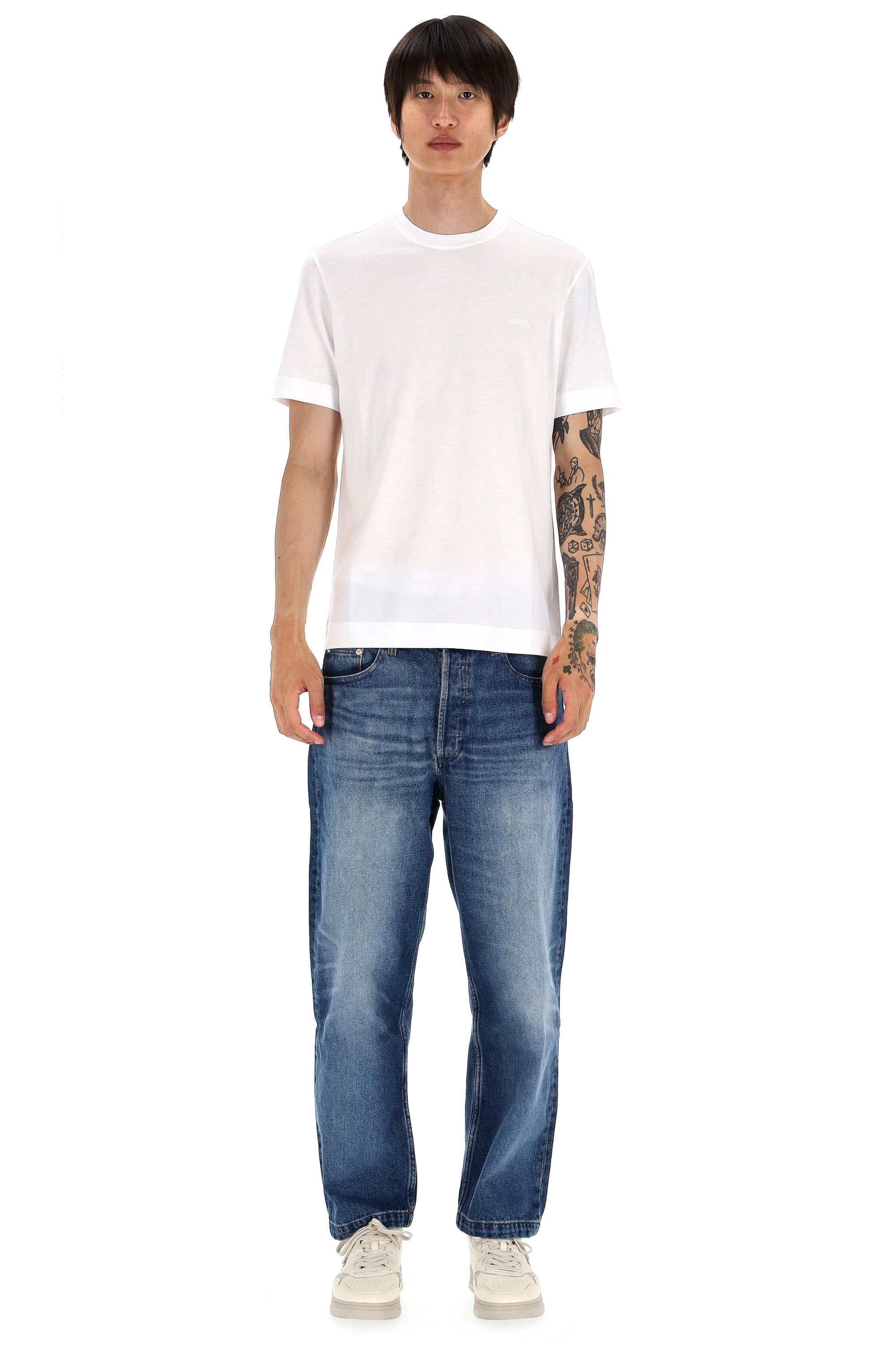Premium White Cotton Jersey T-Shirt with Subtle Embroidery