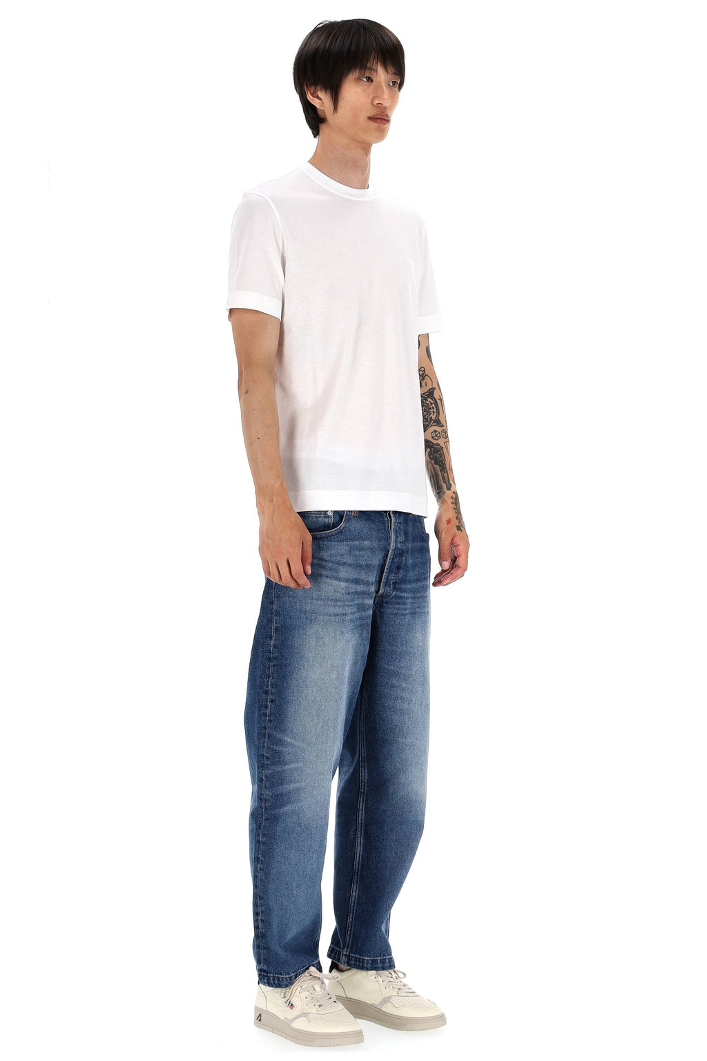 Premium White Cotton Jersey T-Shirt with Subtle Embroidery