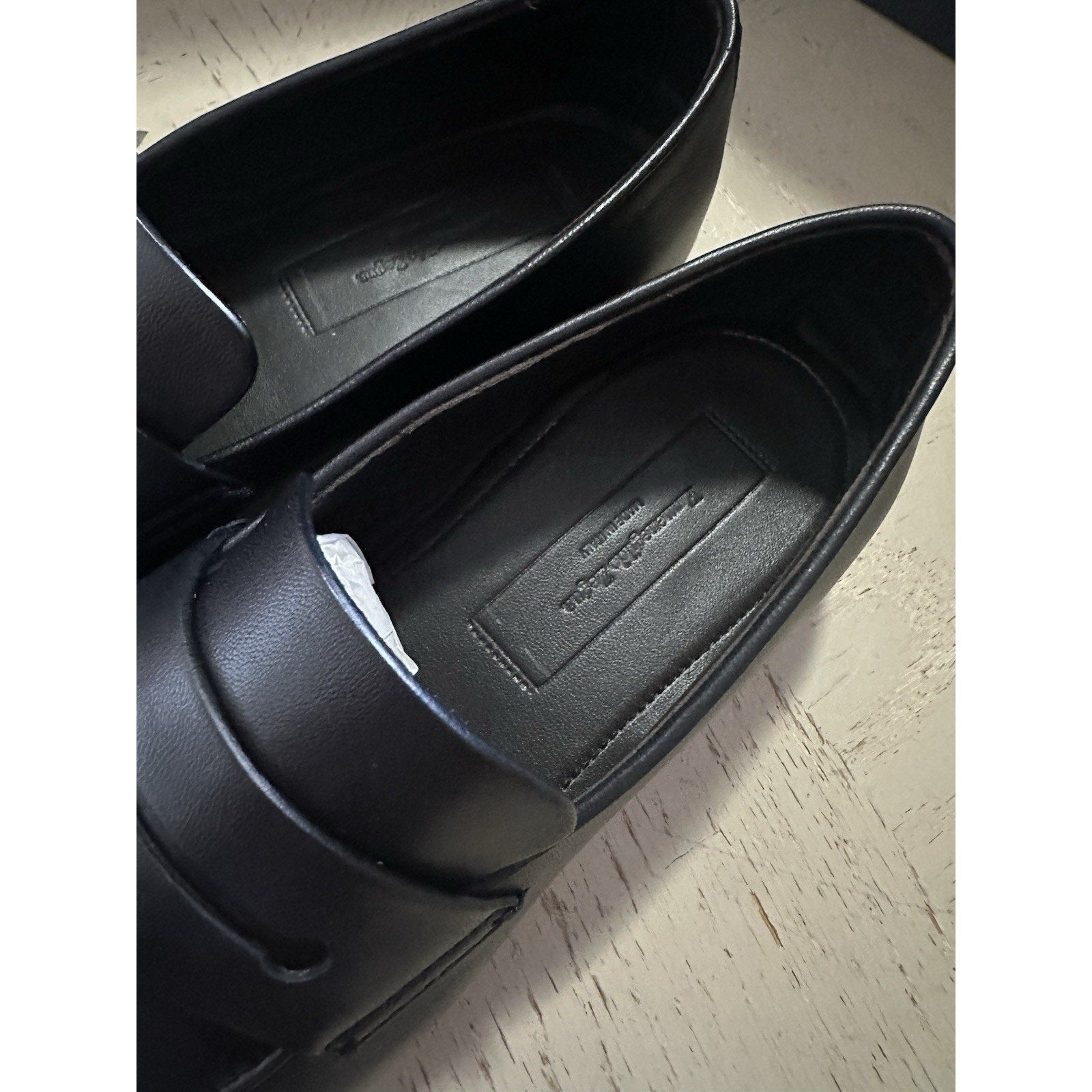 New $1190 Ermenegildo Zegna Leather Reverse Construction Loafers Black 7 US/40 E