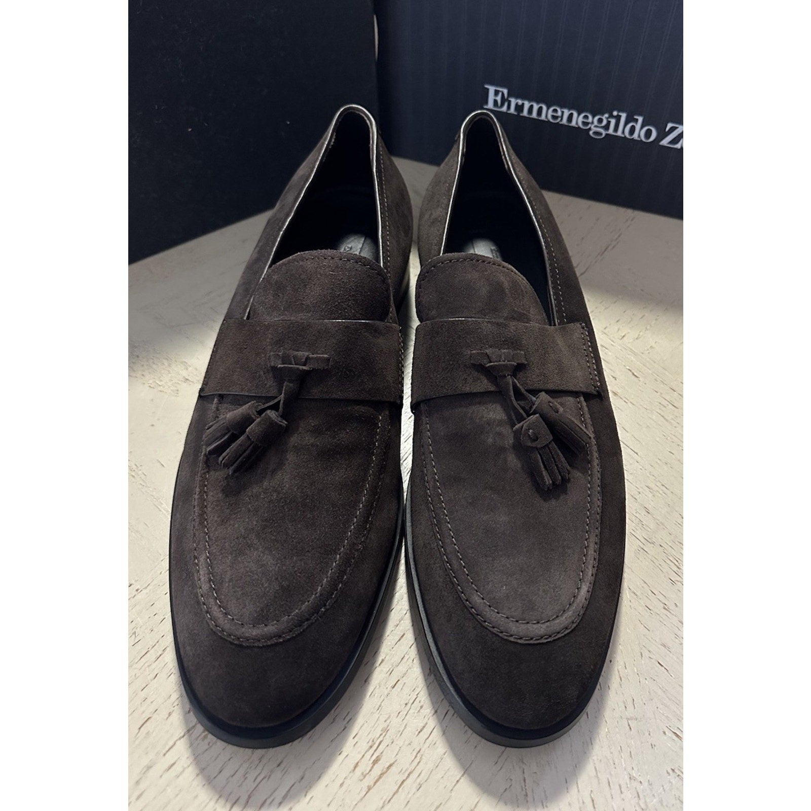 Ermenegildo Zegna Suede Loafers Shoes DK Brown 10.5 US/43.5 Eu New $950