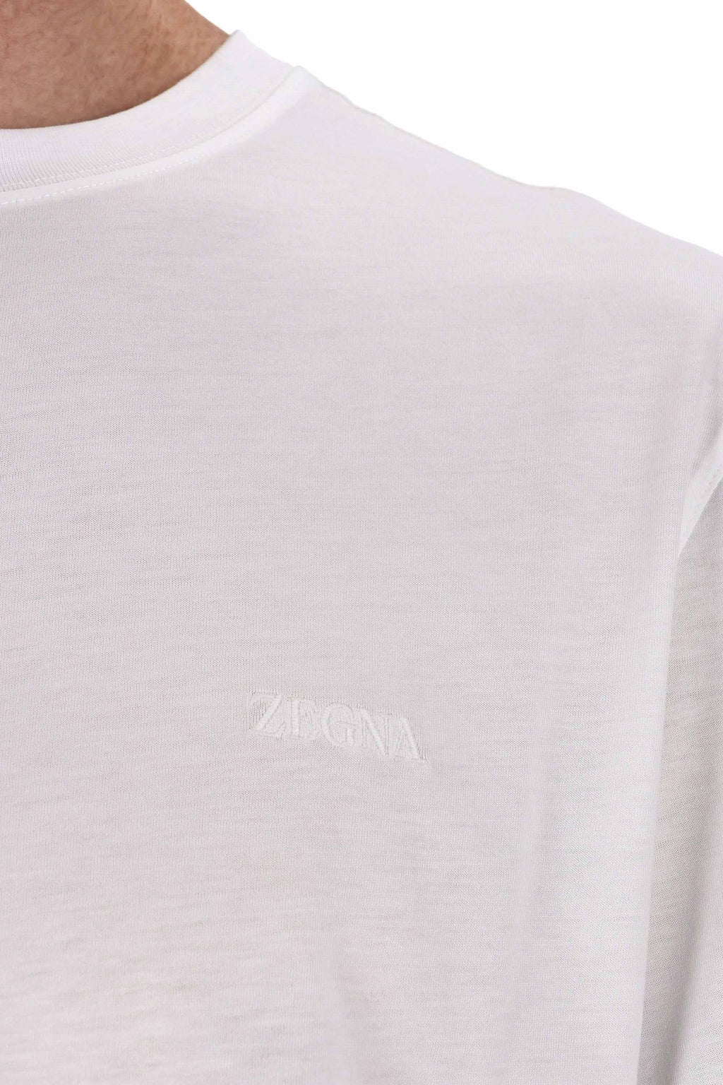 Premium White Cotton Jersey T-Shirt with Subtle Embroidery